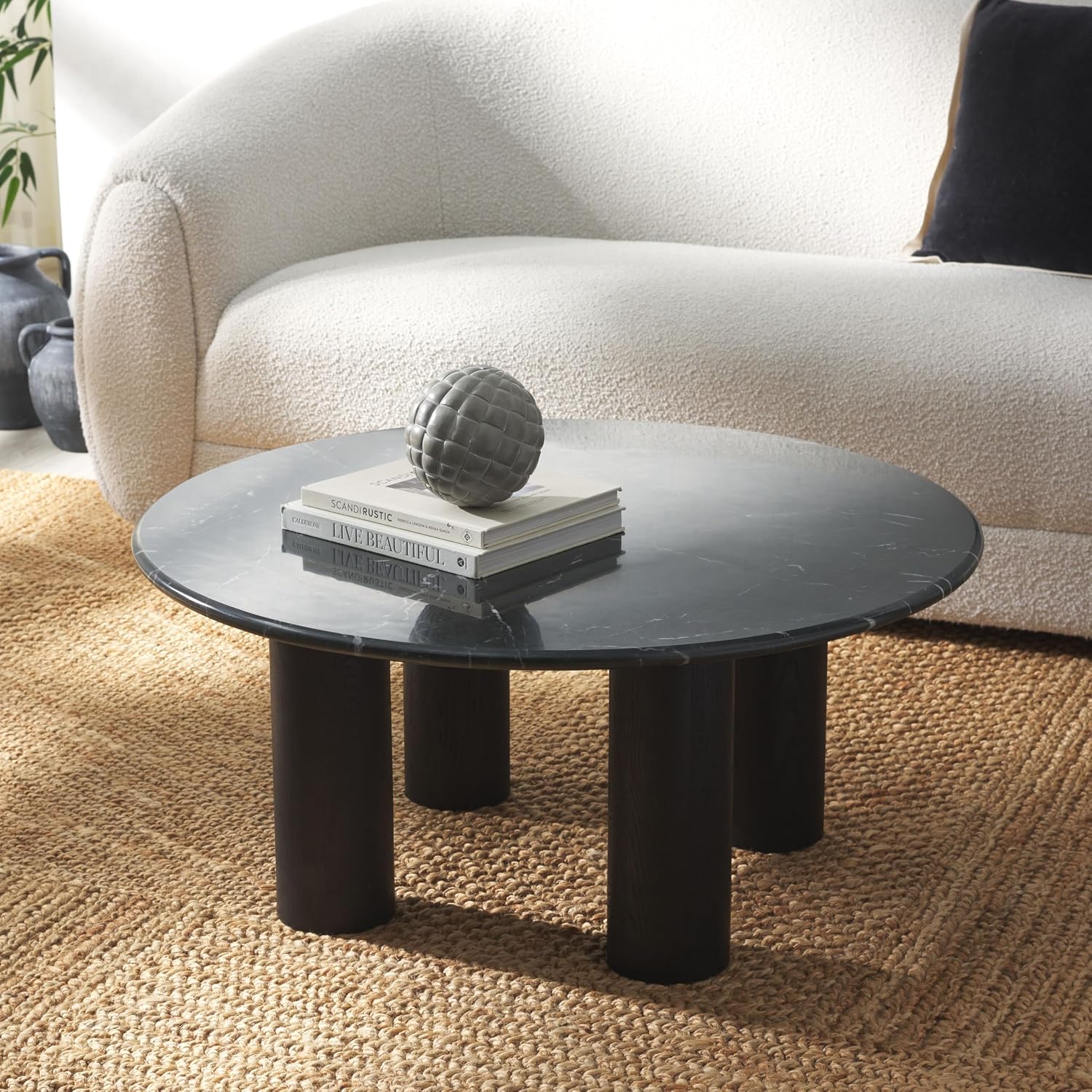 SAFAVIEH Couture Collection Tylee Black Solid Wood/Marble Coffee Table