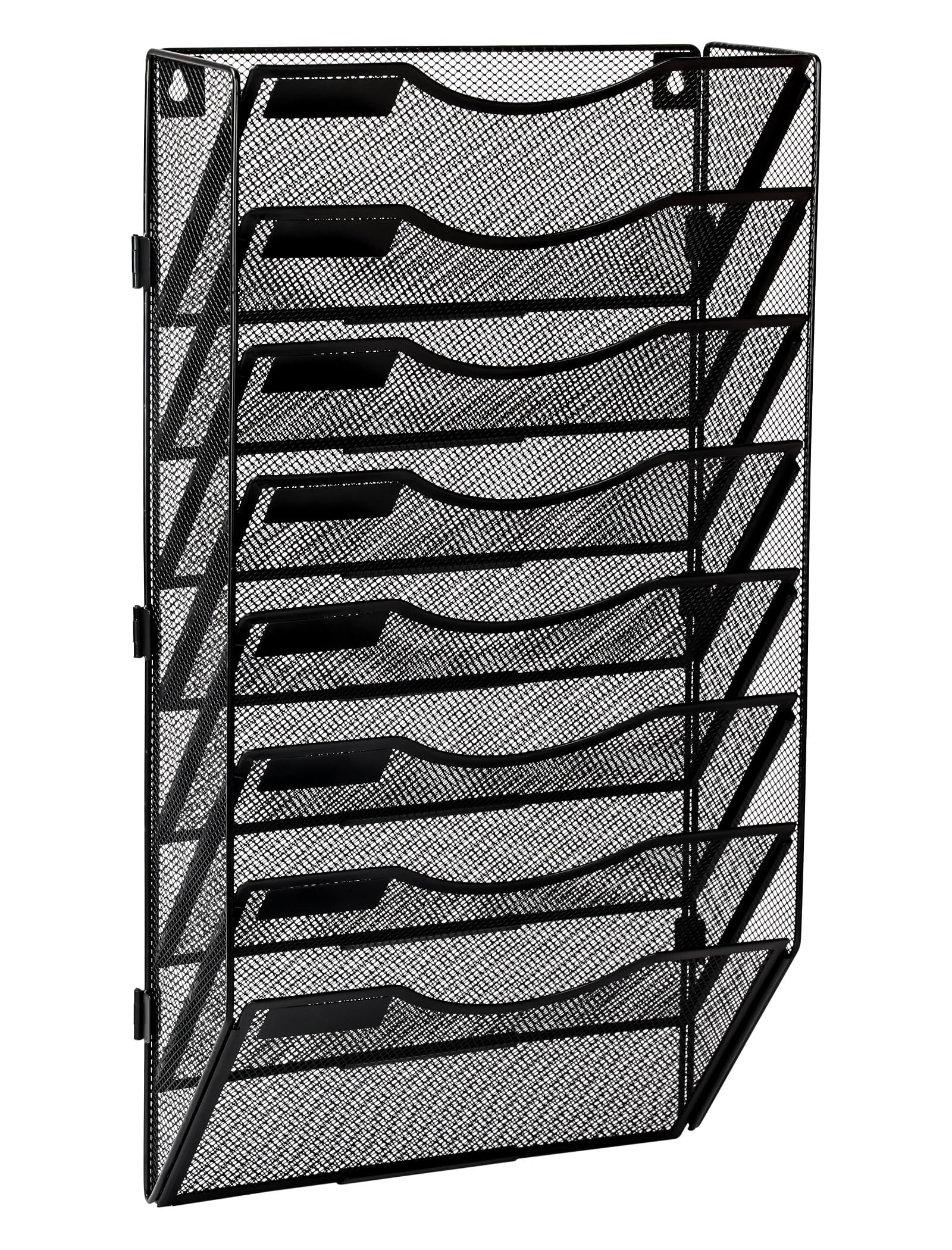 EasyPAG Wall File Organizer 8 Pocket Office Mesh Metal Hanging File Folder Holder Magazine Rack ,Black