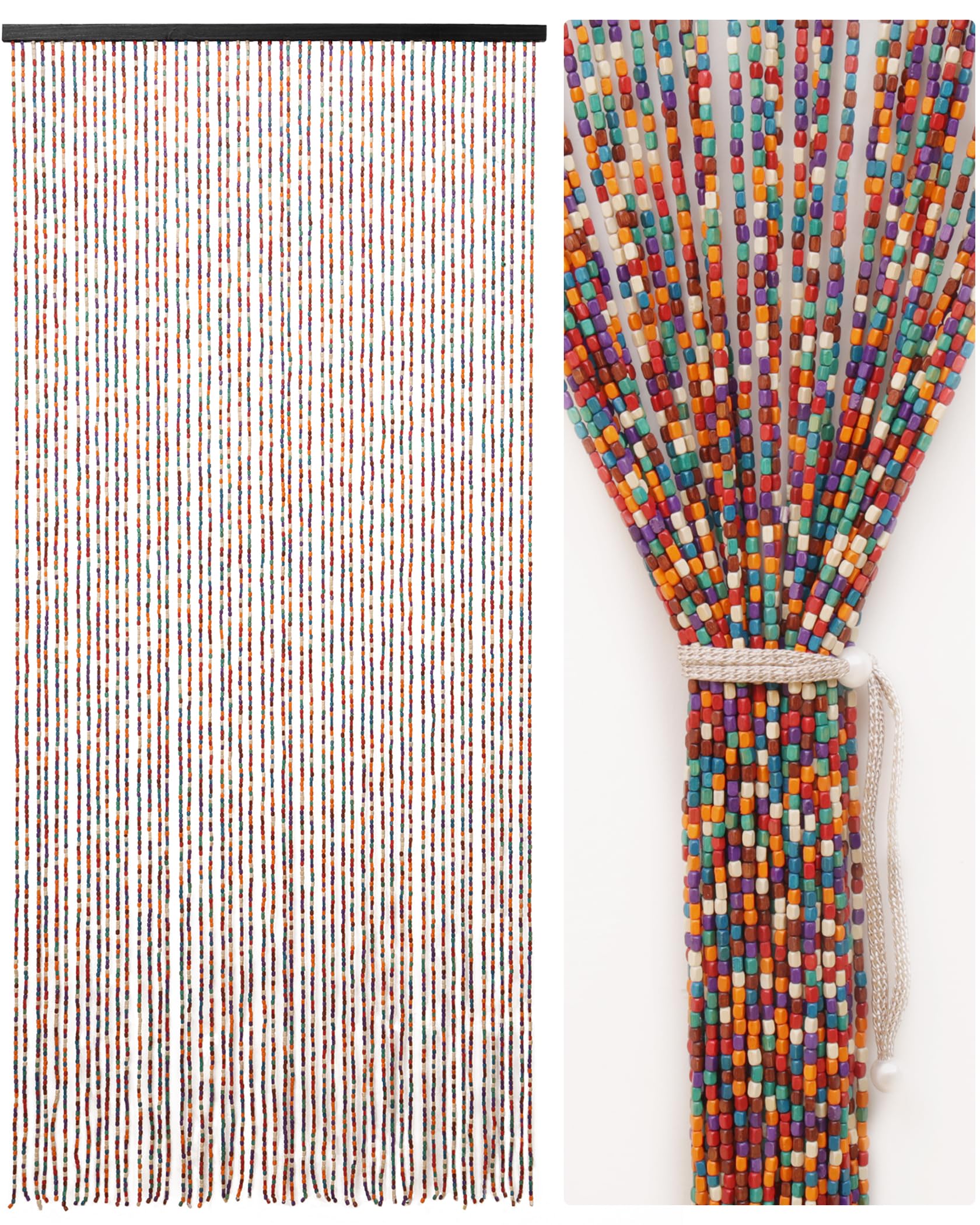 rideau perles bambou 90x200cm 52 brins