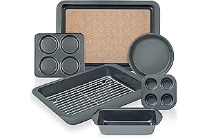 8-Piece Baking Pans Set Nonstick Steel, Air Bake Cookie Pans Bakeware, Includes...