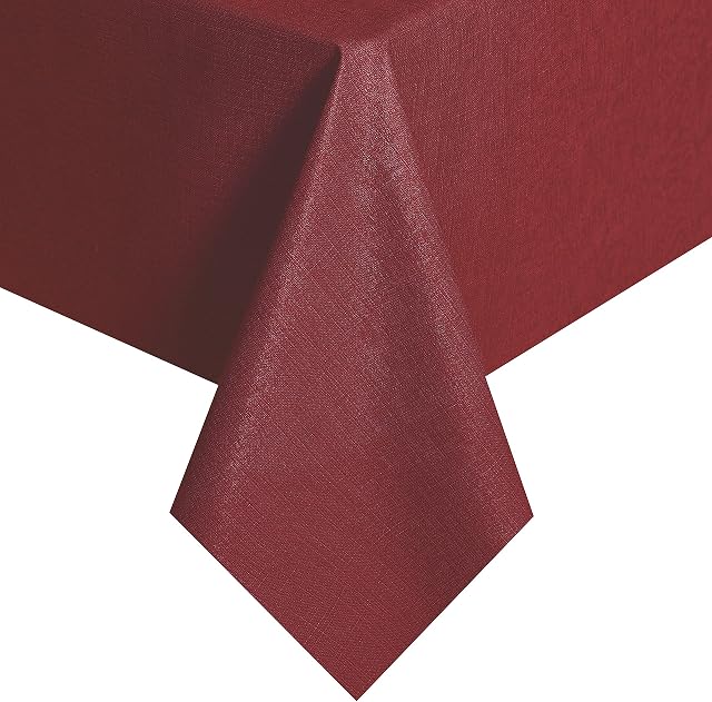 Obstal Vinyl Tablecloth for Picnic Camping Outdoor, 100% Waterproof Oil-Proof Spill-Proof PVC Table Cloth, Wipeable Thick Rectangle Tablecloth Cover (54 x 54 inch, Burgundy)