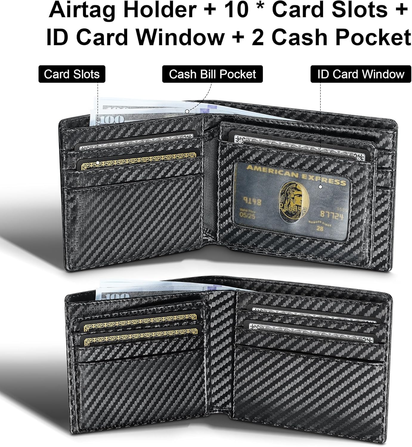 furid Airtag Wallet Men Slim: Men's Air Tag Wallets with Airtag Holder - Minimalist RFID Front Pocket Card Holder Gift for Man Husband at Anniversay Brithday - Image 2