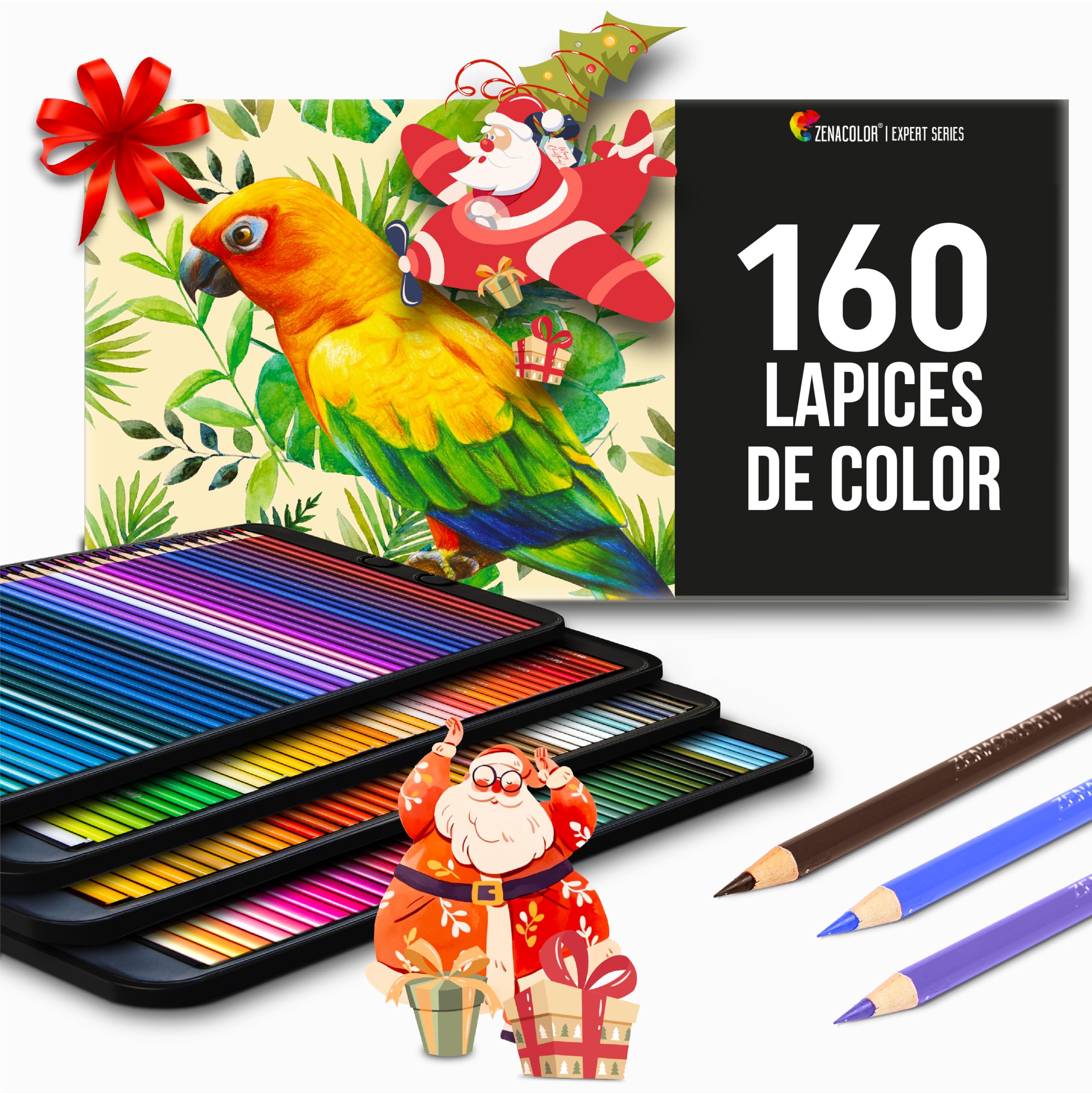 Zenacolor 160 Lapices de Colores (Numerados) Almacenamiento Fácil - Estuche de dibujo profesional para Adultos y Niños - Ideal para Colorear Mandalas, Material Escolar