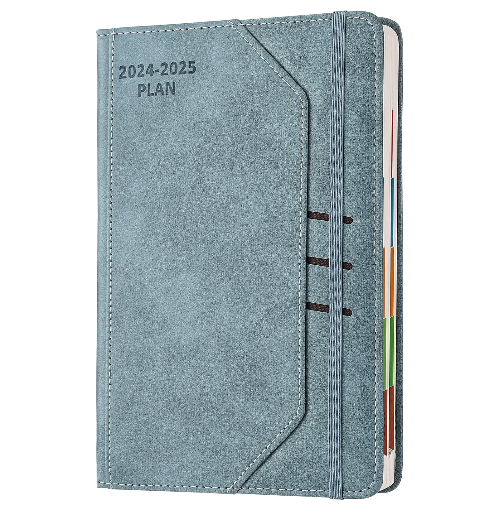 Agenda académica 2024-2025, tamaño A5, una página por día, agenda diaria de tapa dura con horario por horas, agenda de citas de mediados de año, de julio de 2024 a junio de 2025 (azul)