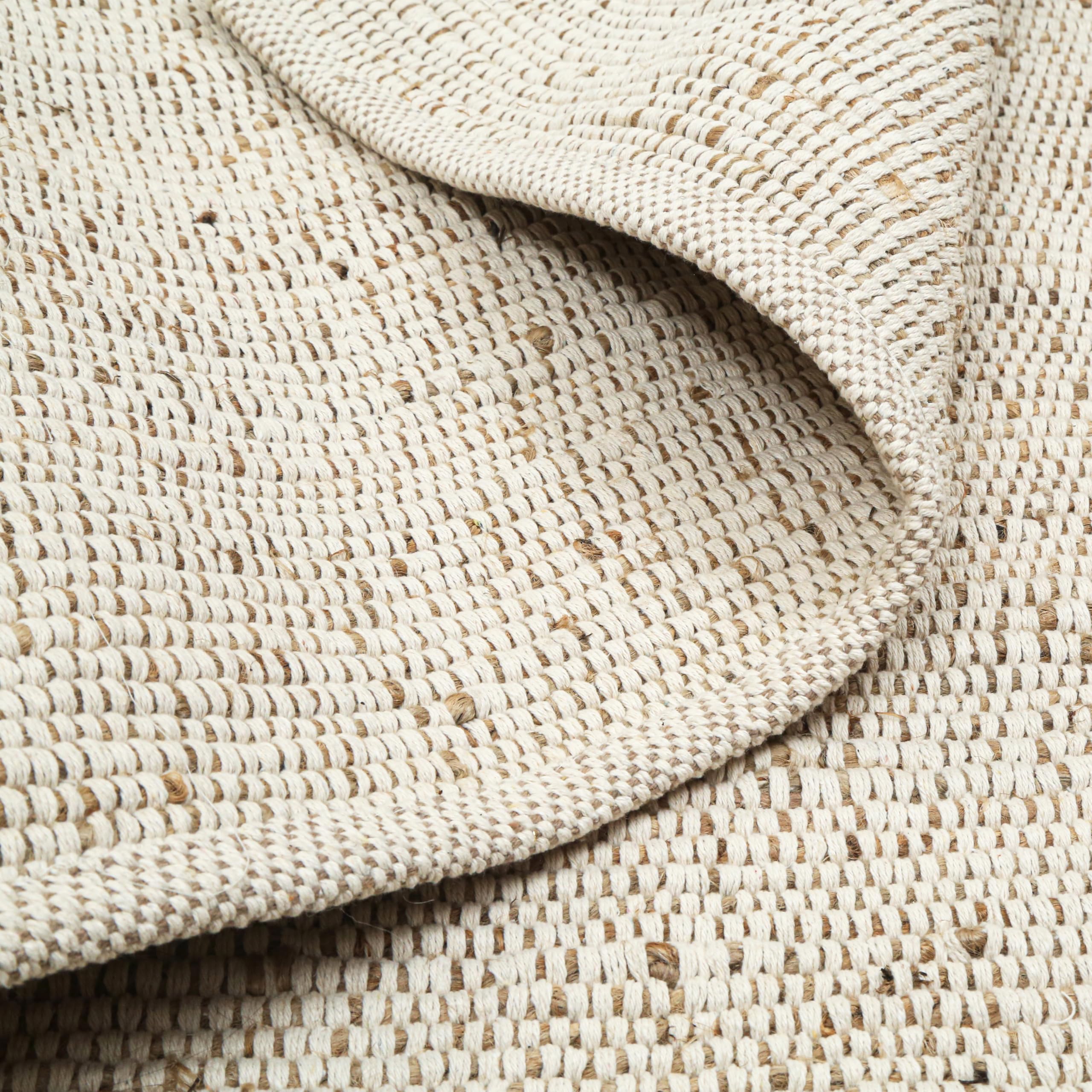 Photo 1 of RIANGI Natural Jute Cotton Area Rug - 9x12 Feet - Boho Rugs for Living Room, Bedroom, Dining Room, Hallway, Office - Rustic Vintage Bohemian Carpet Home Décor - Hand Woven Cotton Jute Rug 9x12 ft