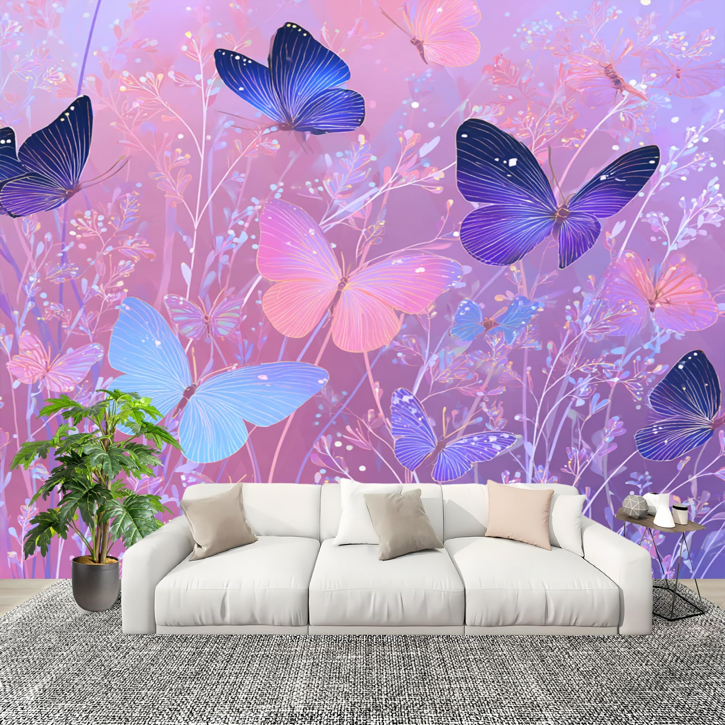 Papier peint 3D papillon coloré pour la rénovation de maison et décoration de bureau