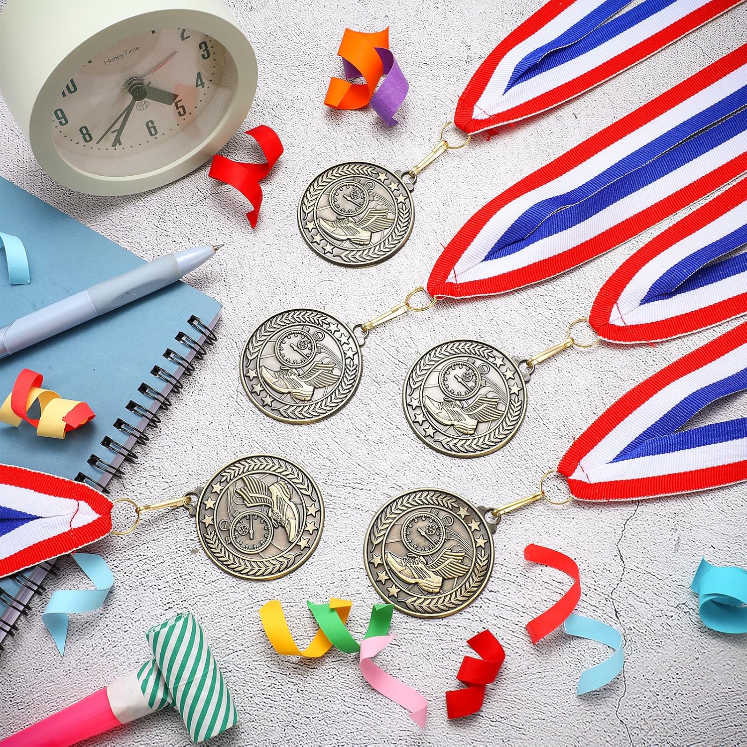 Remuuly 30/60/100 Pcs Track Award Medals Bulk 2'' Trophy Track and Field Medals Running Race First Place with Neck Ribbons Prize Gift for Tournaments Sports Competition Group Adult