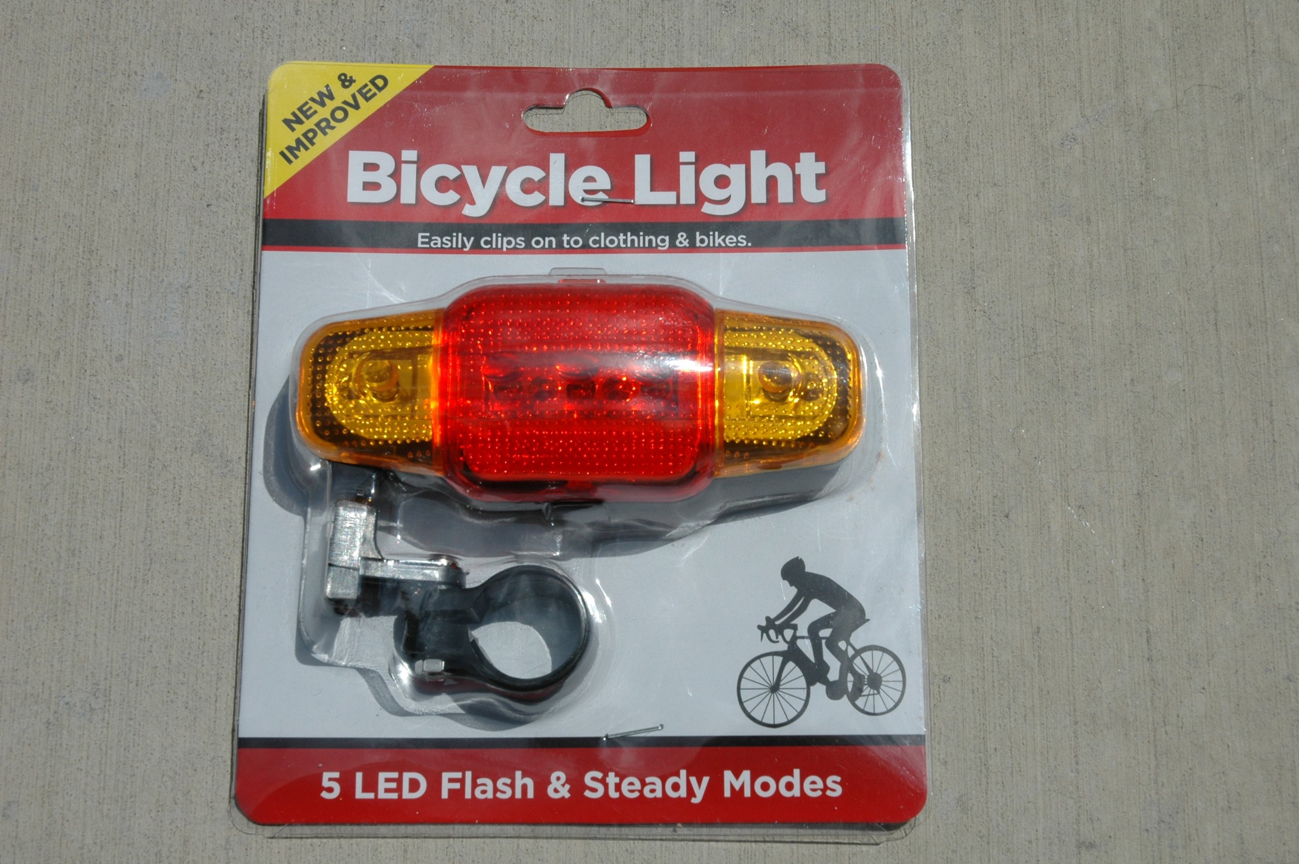 Bicycle Light New & Improved Easy Clip Safety 5 LED Flash and Steady