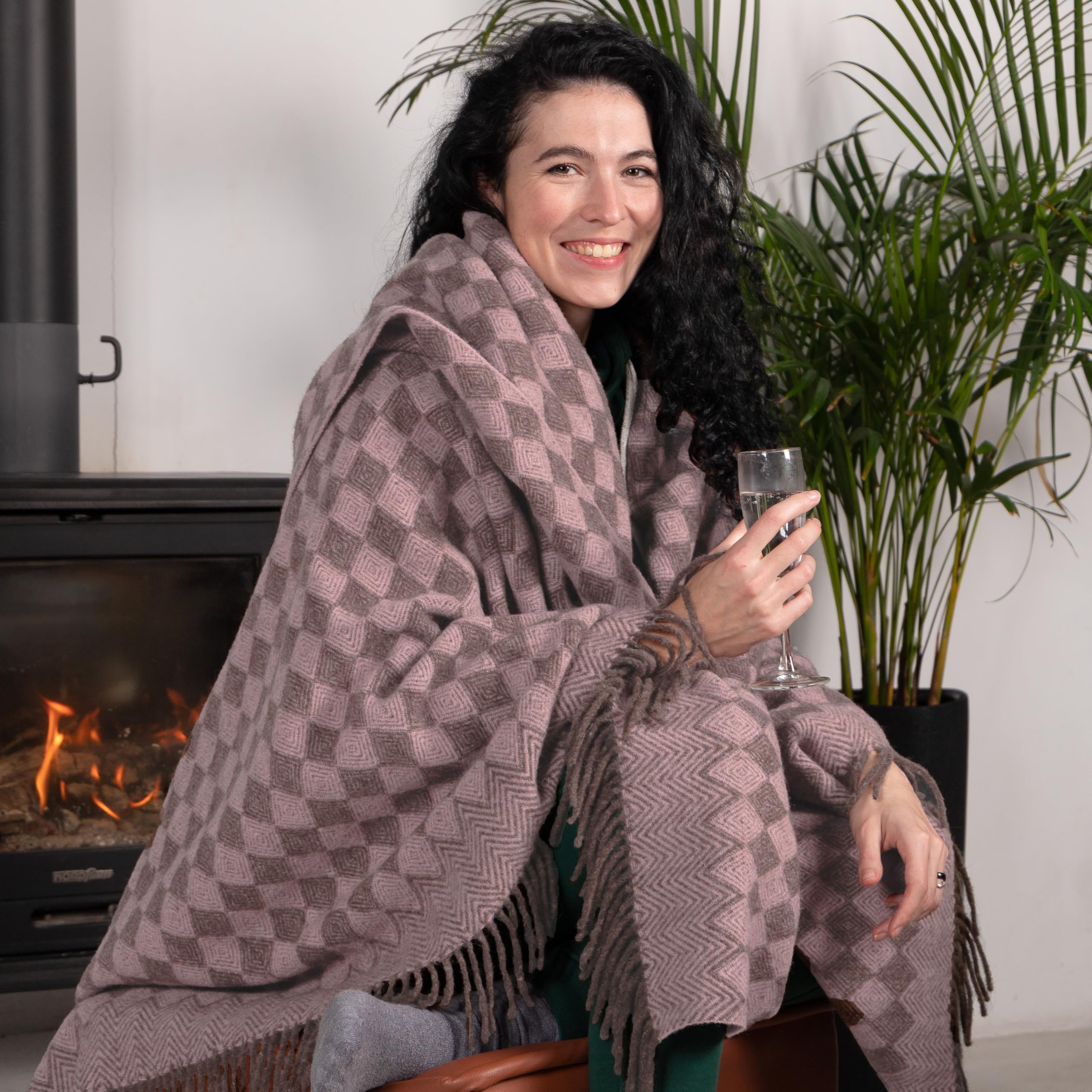 LYHome Wollen Plaid 100% - Deken van Nature Wol voor Bed Sofa en Bank