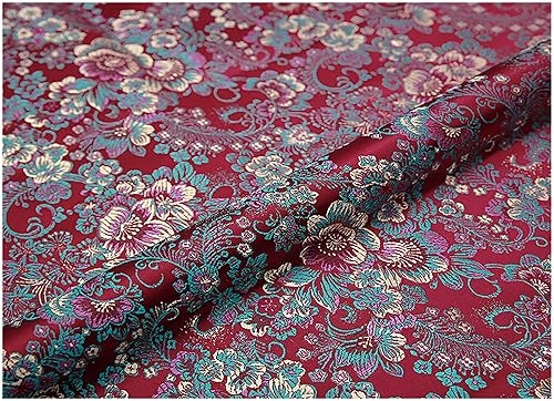 DELURA Tela de alta calidad, seda de 29.5 in de ancho de satén de seda para costura, ropa interior Wprom Bset Vendido por el metroazufaifo rojo