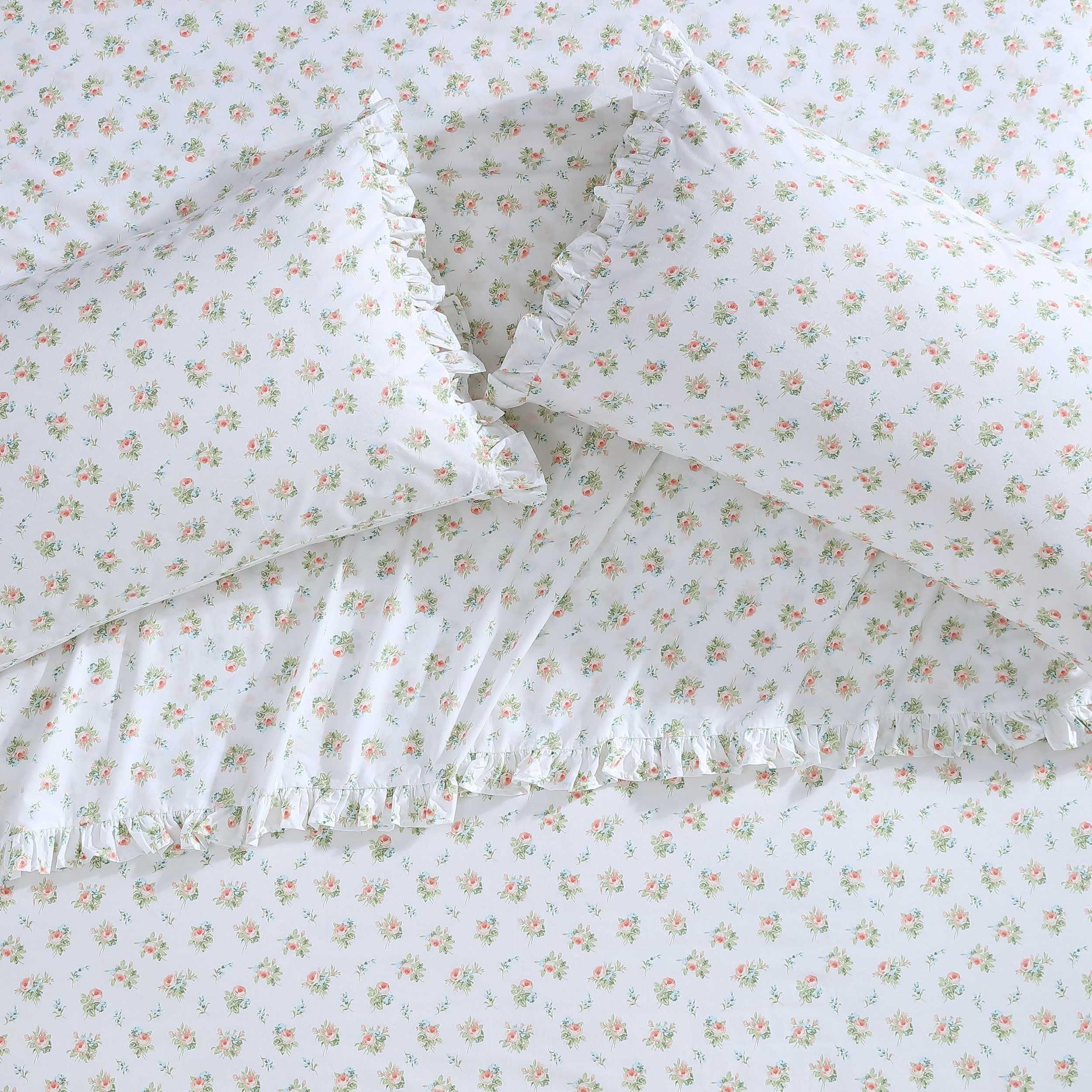Laura Ashley - King Pillowcase Set, Breathable Percale Cotton Bedding, Floral Home Decor (Roseford Orange, 2 Piece)