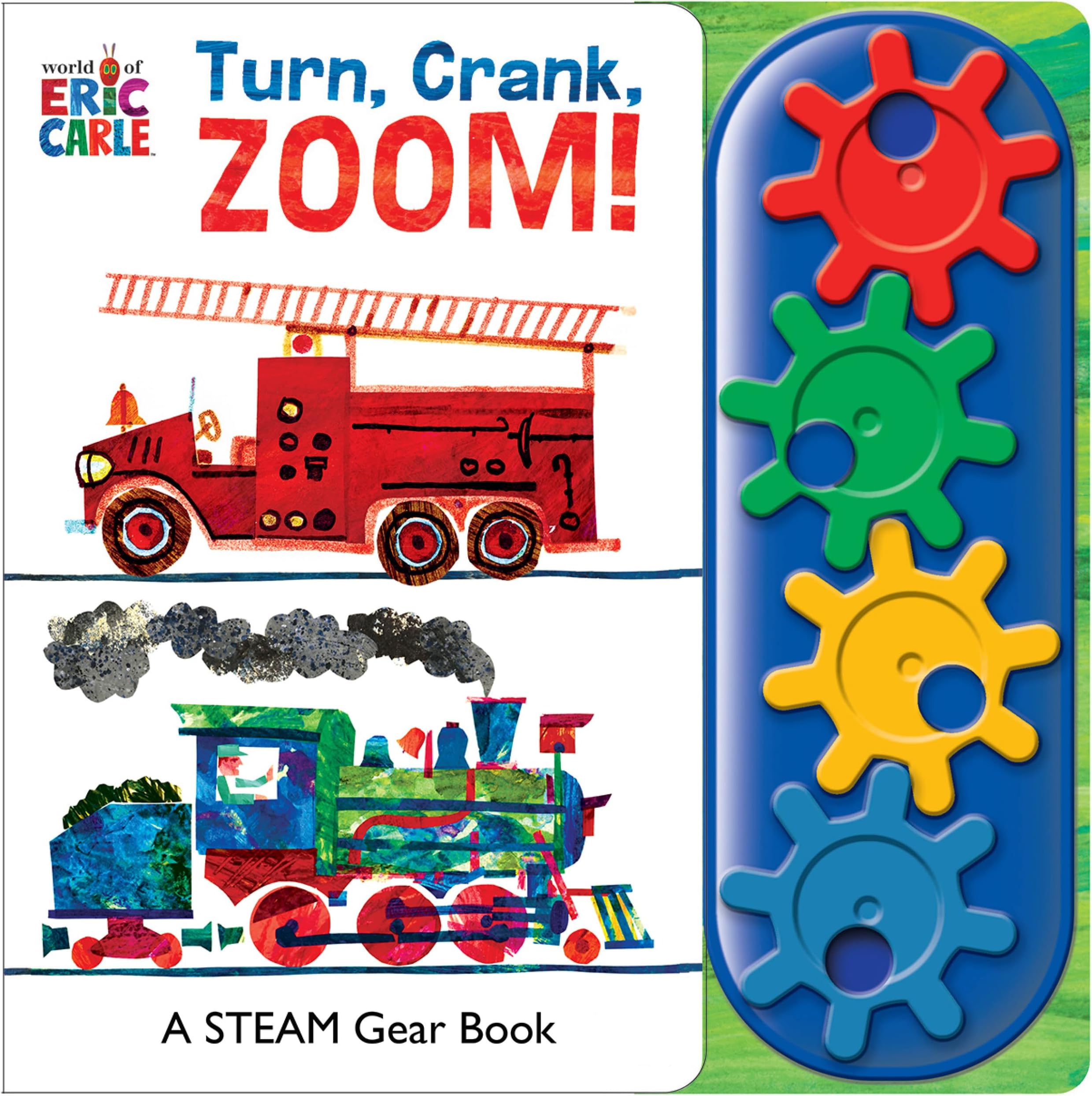 World of Eric Carle, Turn, Crank, Zoom! A STEM Gear Sound Book - PI Kids