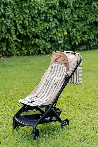 Mi Bollito - Colchoneta silla de paseo universal – Modelo a rayas acolchada y transpirable – 100% algodón – Compatible con todos los carros de bebé - Fabricado en España. (Negro) - 4