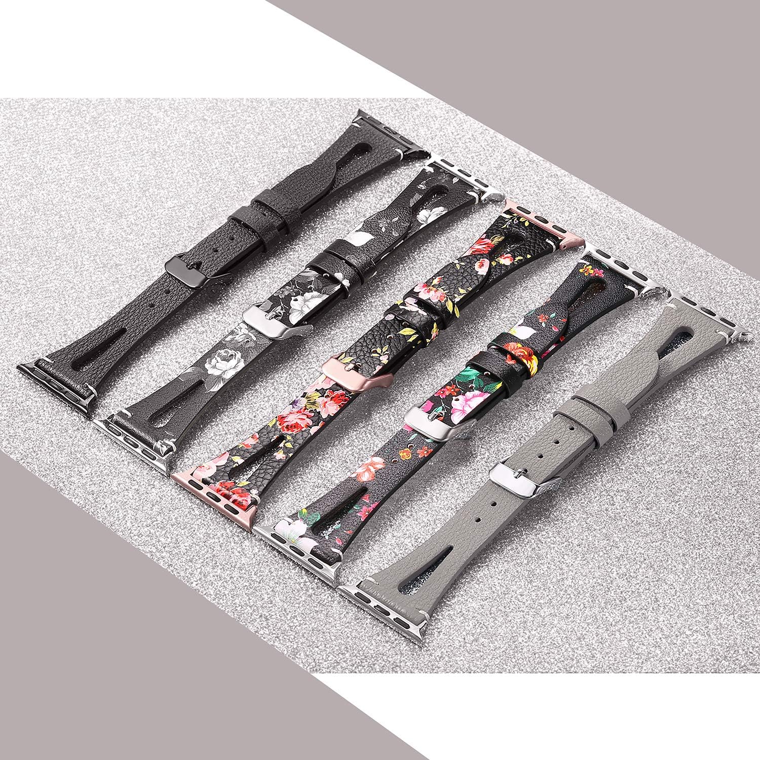 Secbolt, cinturino in pelle compatibile con Apple Watch, 38 mm, 40 mm, serie 4, 3, 2, 1, sottile, con foro traspirante, cinturino di ricambio per Iwatch Nike+ Edition, Black with Black Connector Secbolt, cinturino in pelle compatibile con Apple Watch, 38 mm, 40 mm, serie 4, 3, 2, 1, sottile, con foro traspirante, cinturino di ricambio per Iwatch Nike+ Edition, Black with Black Connector