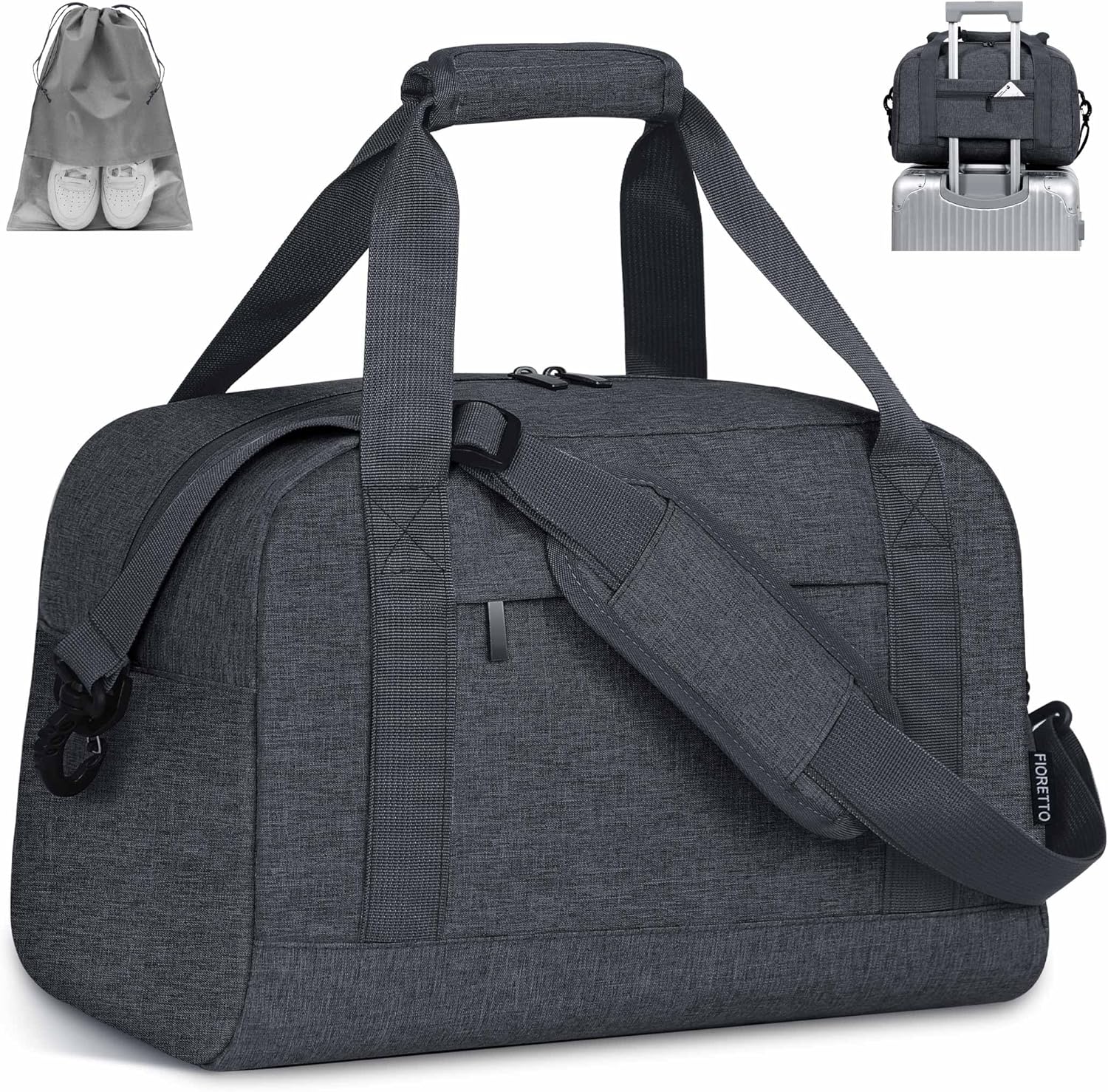 FIORETTO for Ryanair Cabin Bags 40x20x25, Travel Underseat Hand Luggage Bag with Removable Wet Pocket, Carry on Weekend Overnight Holdall Bag with 5 Compartments for Women & Men 20L Grey