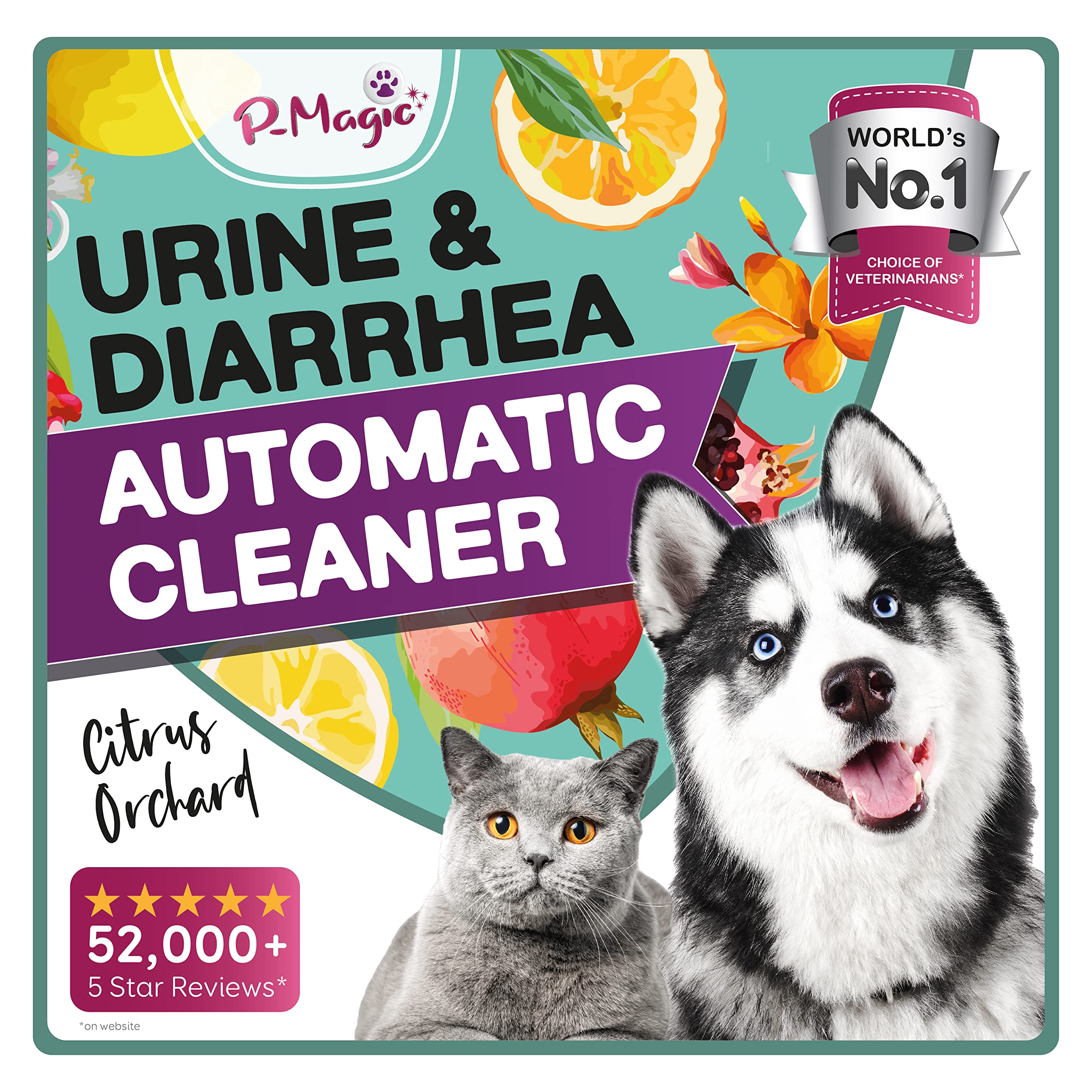 P-Magic Natural I Automatically Cleans Urine, Vomit, Diarhhea for Dogs, Cats, Other Pets (100g Pet Waste Removal Powder)