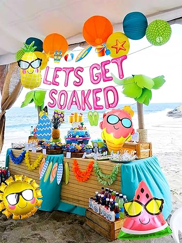 Miniatura 4 de JeVenis Pink Lets Get Soaked - Decoración de cumpleaños para piscina y playa, globos para remojarnos, globos de cumpleaños para piscina, fiesta de