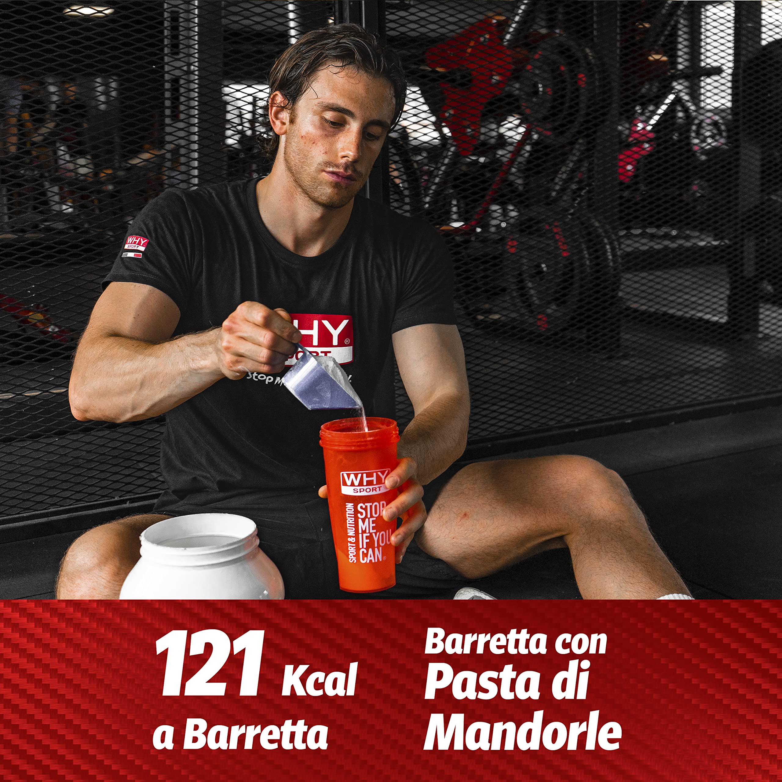 WHY SPORT ENERGY FUEL - Barrette Energetiche con Pasta di Mandorle – Energy Bar Gusto Mandorla - Box da 28 Barrette - 30 gr