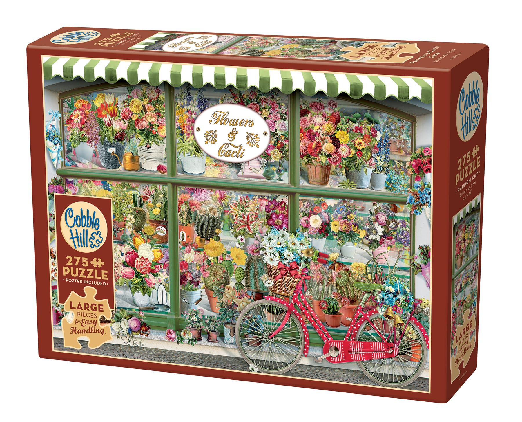 Cobble Hill 275 Piece Easy-Handling Puzzle - Flowers and Cacti Shop - Sample Poster Included - Image 2