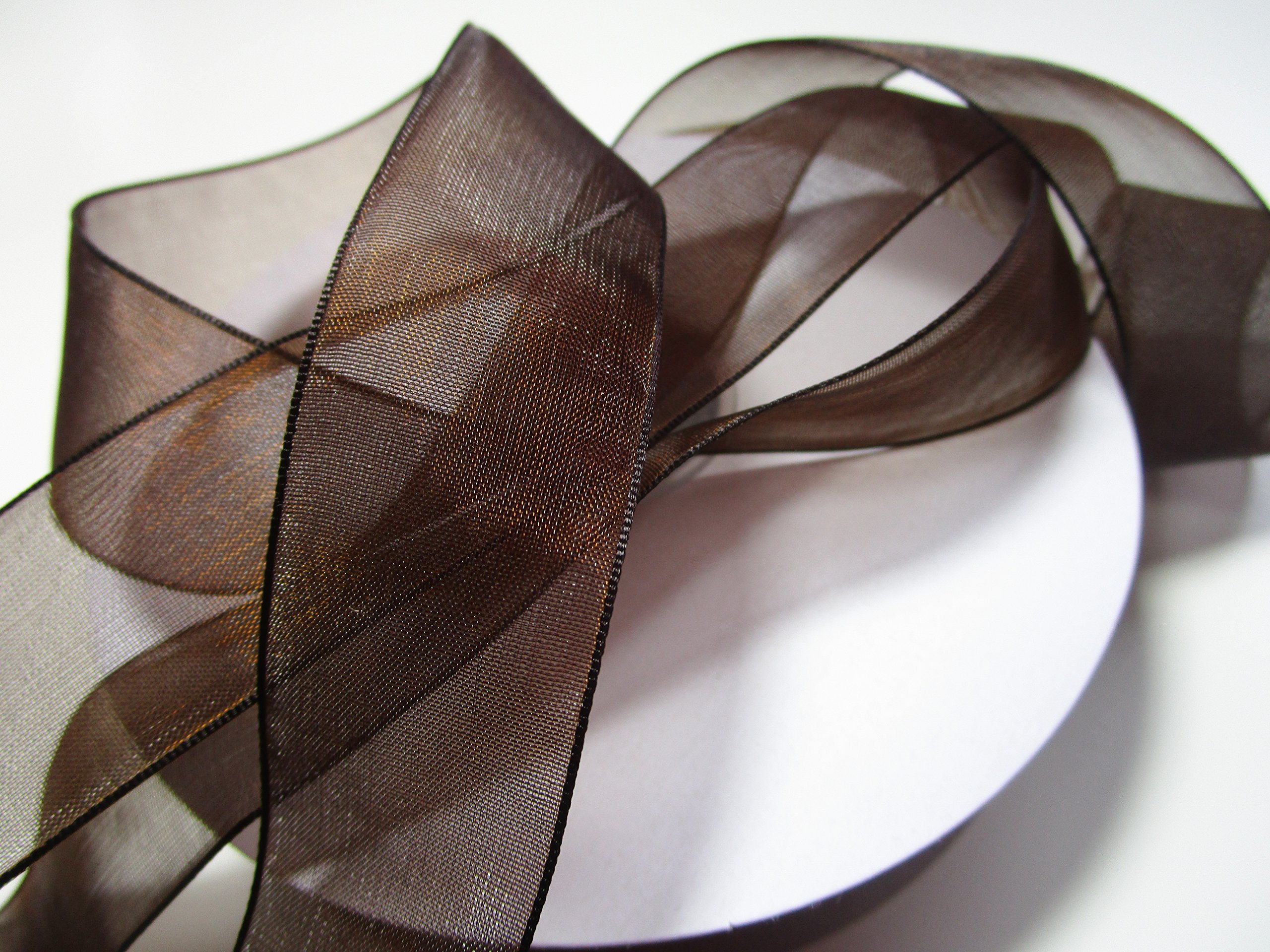 Ruban En Organza - 40 Mm De Large - 4 Cm De Large - Marron