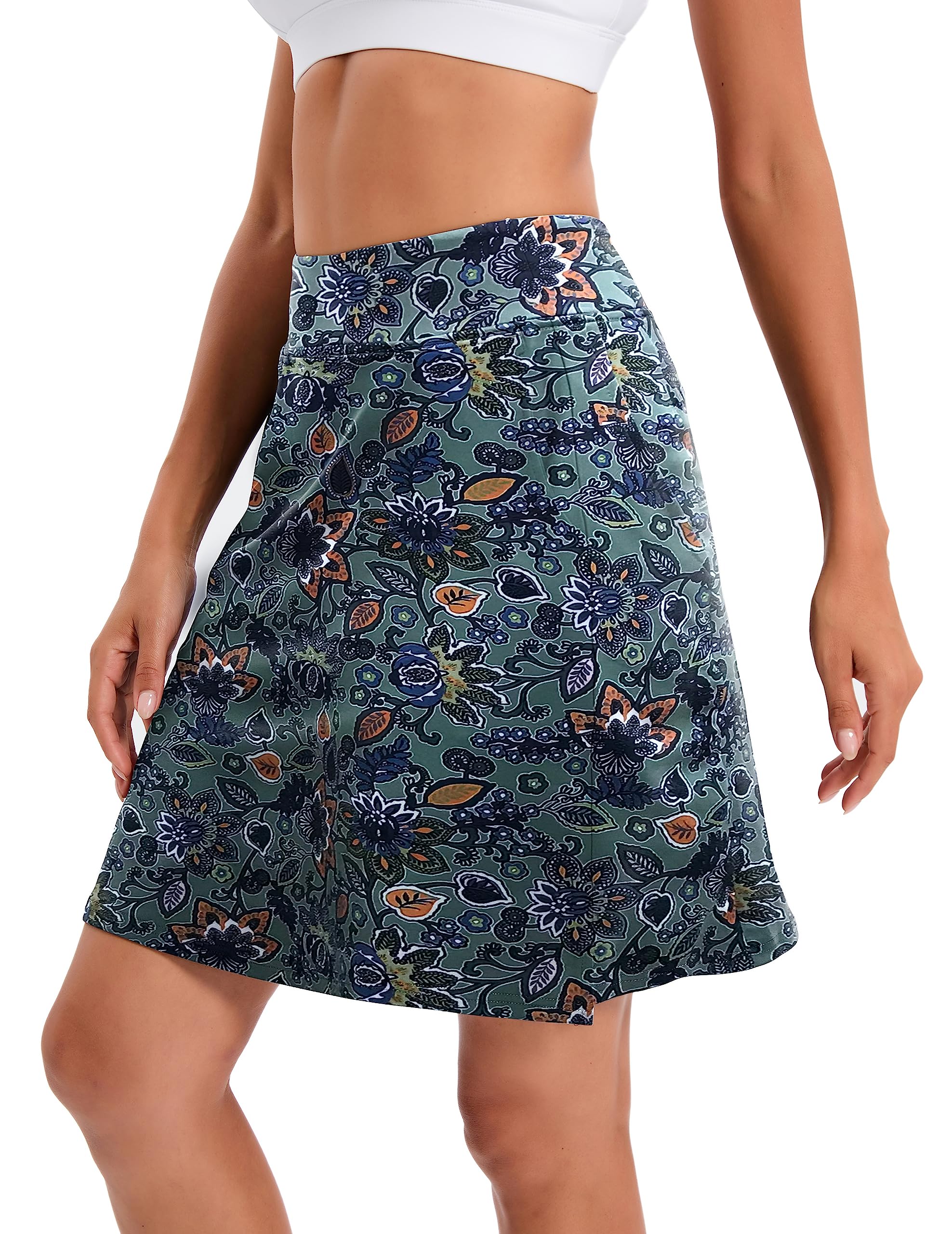 Jhsnjnr Falda pantalón de golf para mujer con bolsillos, longitud hasta la rodilla, cintura elástica, falda de tenis atlética activa