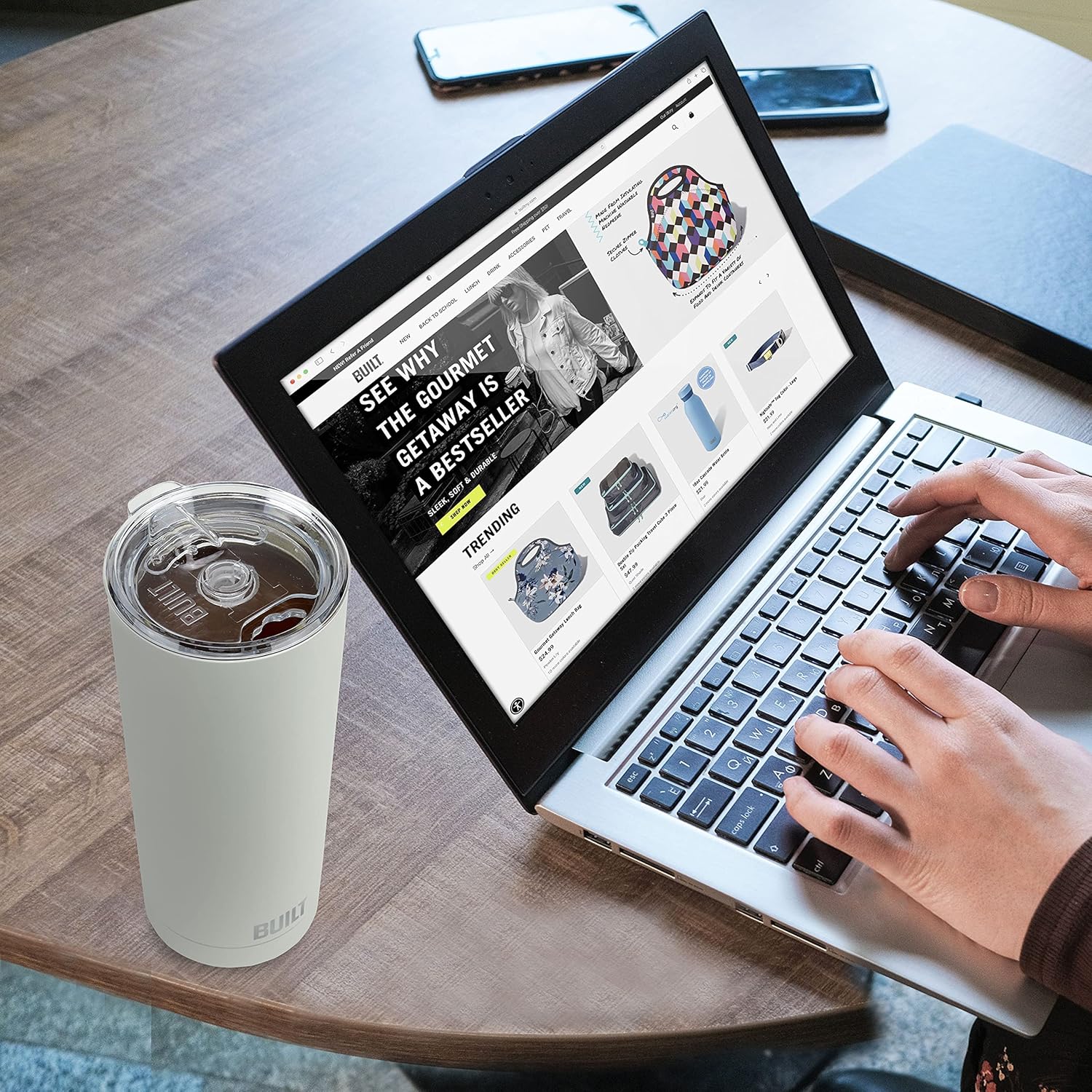 BUILT 20 Ounce Double Wall Vacuum Sealed Stainless Steel Coffee and Water Tumbler Easy to Clean Tritan Lid with Rotating Splash Guard, Storm Gray,5286360 - Image 8