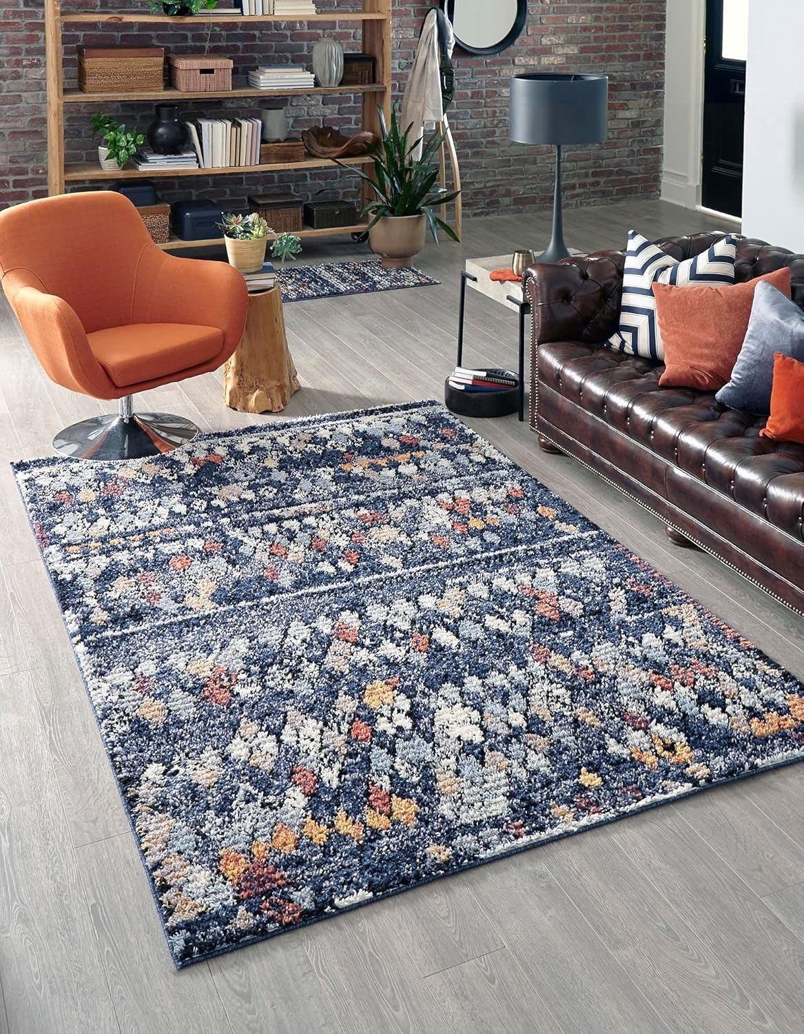 Rugs.com Morocco Collection Rug – 4' x 6' Navy Blue High-Pile Rug Perfect for Living Rooms, Large Dining Rooms, Open Floorplans