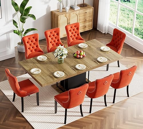 Miniatura 29 de HomVent Juego de mesa de comedor expandible para 6 personas, juego de mesa de comedor extensible de 63 a 79 pulgadas con sillas de terciopelo con