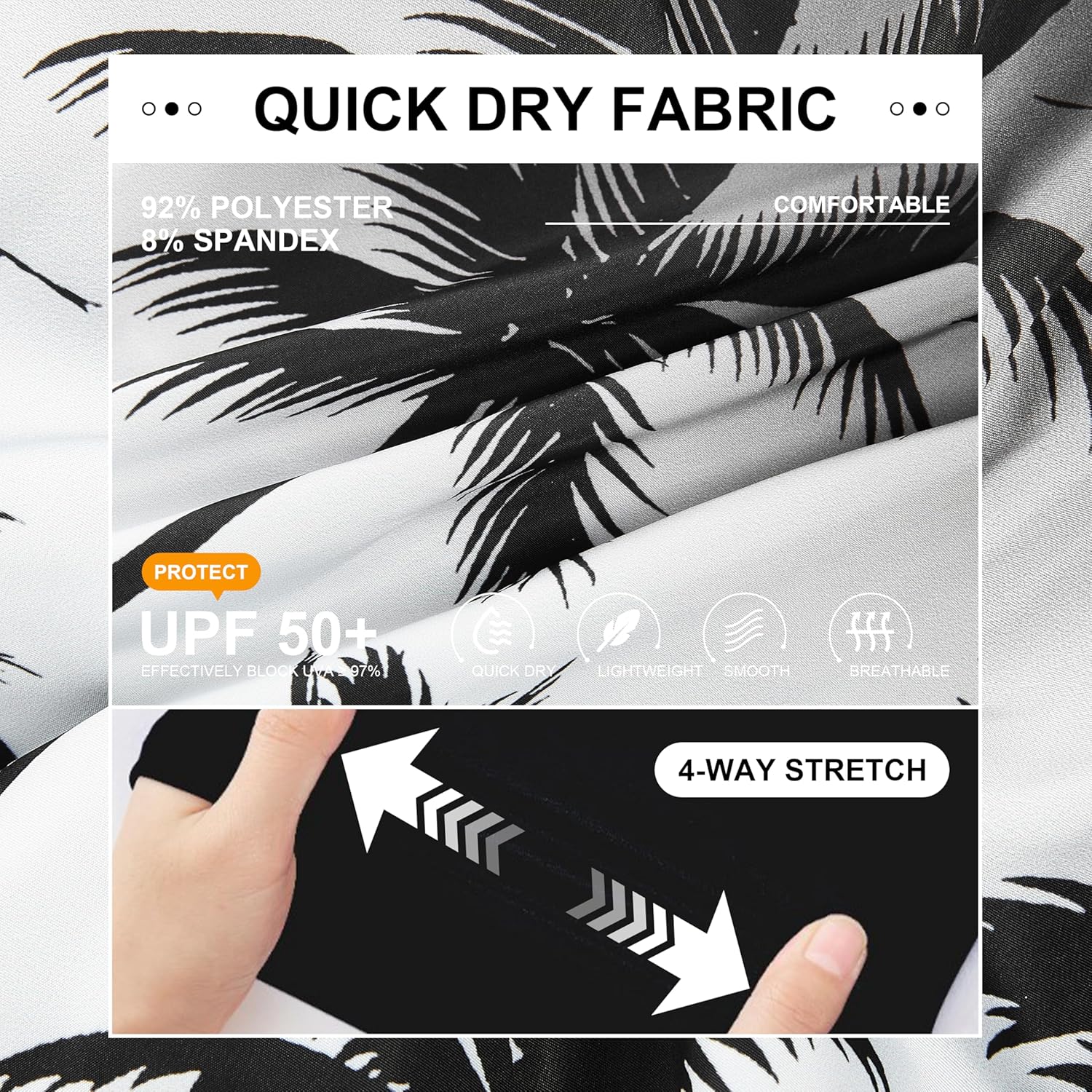 FT FENTENG Mens Swim Trunks with Compression Liner 5" Stretch Board Shorts Quick Dry Zipper Pockets 2 in 1 Mens Bathing Suits - Image 4