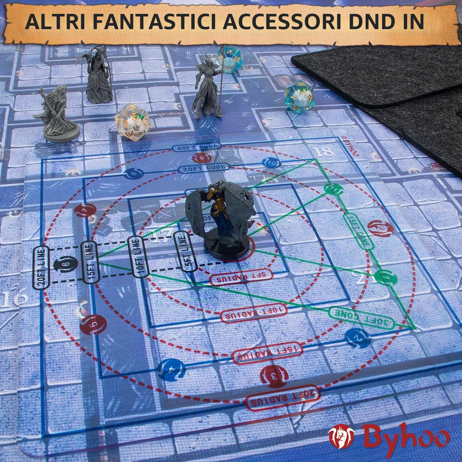 Byhoo Spell AOE Damage Template aggiornato, Marker di effetto area acrilico per DND 5e 3e Pathfinder e più RPG da tavolo, accessori di gioco ideali per Dungeon Master e D&D Fans