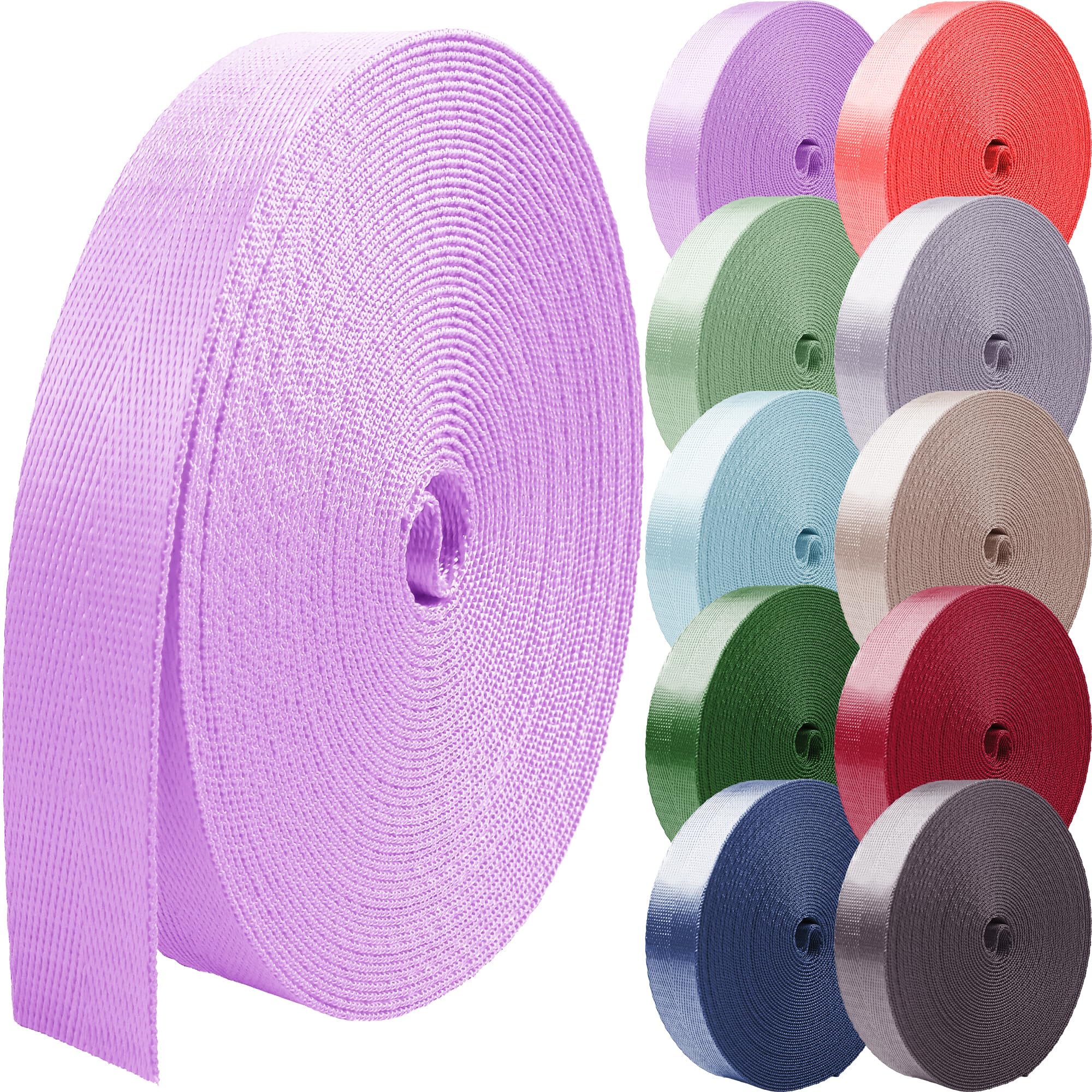 Nylon Webbing 1 inch 1.5 inch 2 inch Nylon Strap Backpack Straps Belt, 10 25 50 3.3 Yards Webbing