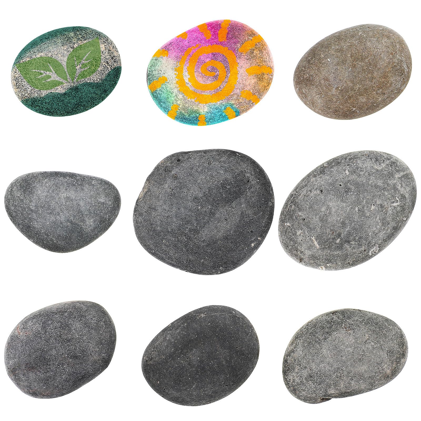 iplusmile Sassolini Piani Naturali per Dipingere 9 Pezzi, Pietre di Fiume Piatte per Decorazioni da Giardino e Progetti Artistici, Uso Interno ed Esterno