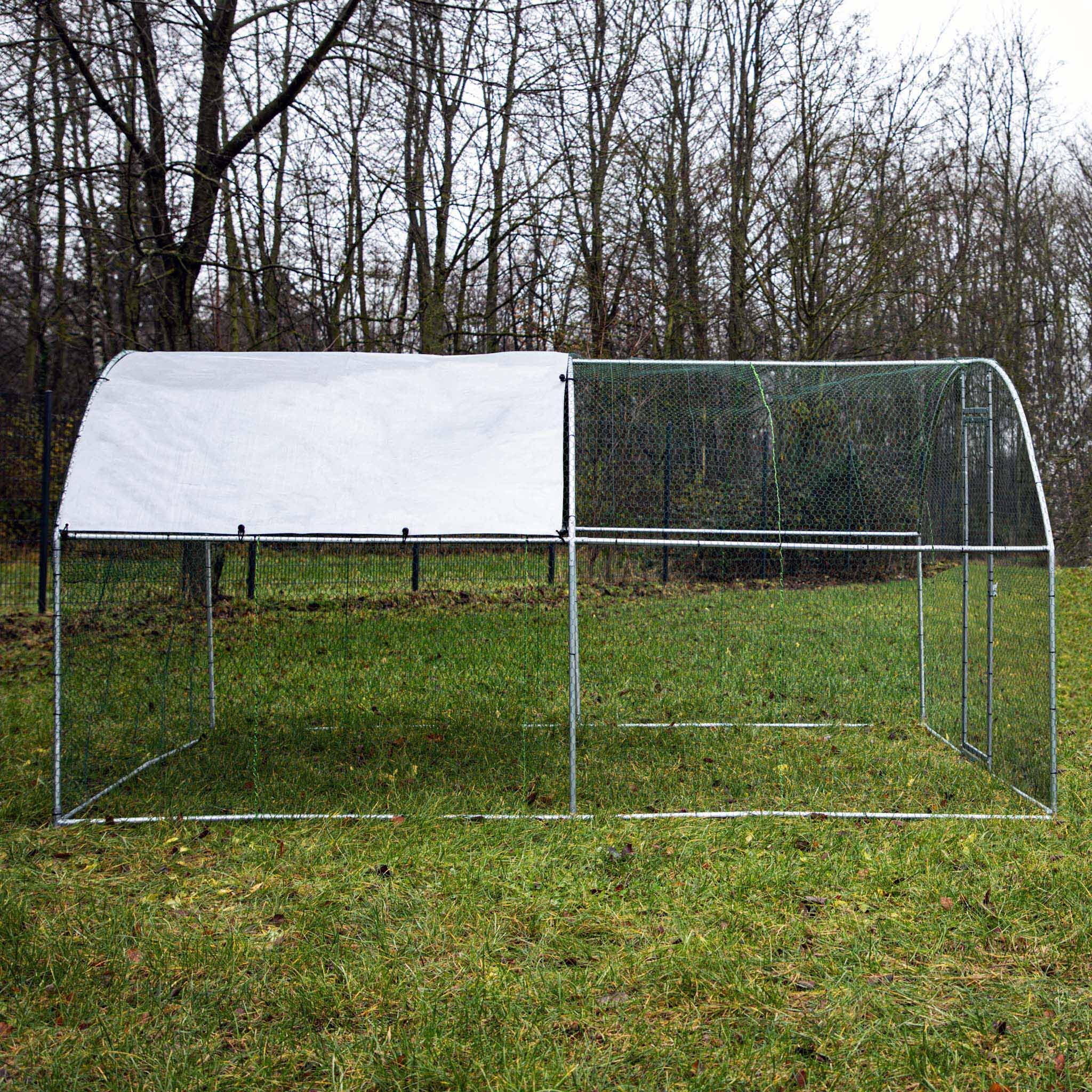 Wiltec Parc enclos XXL pour Petits Animaux domestiques – 4 x 3 x 2 m – en Acier – Clôture verrouillable avec Toit grillagé et Bâche – Cage Lapin Clapier Hamster Cochon d'Inde Tortue Rongeur