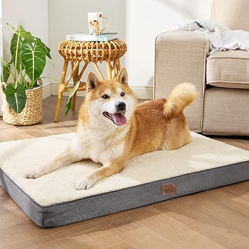 Bedsure Large Dog Bed for Crate - Orthopedic Waterproof Puppy Beds with Removable Washable Cover, Egg Crate Foam Pet Mat, Suitable for Pet Up to 50 lbs