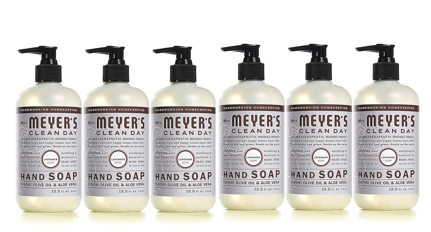 Mrs. MEYER'S CLEAN DAY Liquid Hand Soap, Lavender Scent, 12.5 Ounce Bottle Each (12.5 Ounce, Pack of 6)