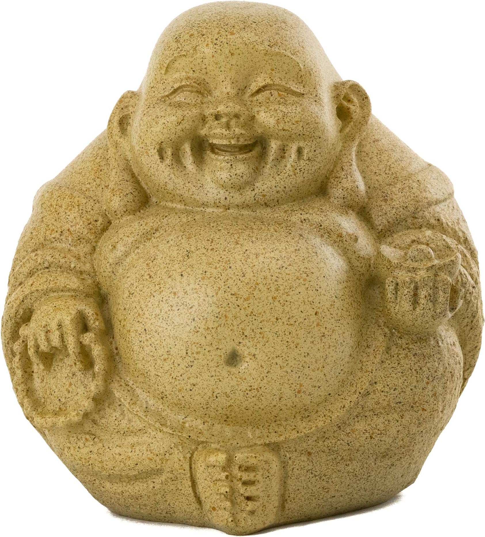 Top Collection Mini Happy Buddha Laughing Statue - Hand Painted Essence of Joy Big Belly Buddha in Sandstone Finish - 3.25Inch Collectible East Asian New Age Lucky Buddha Figurine