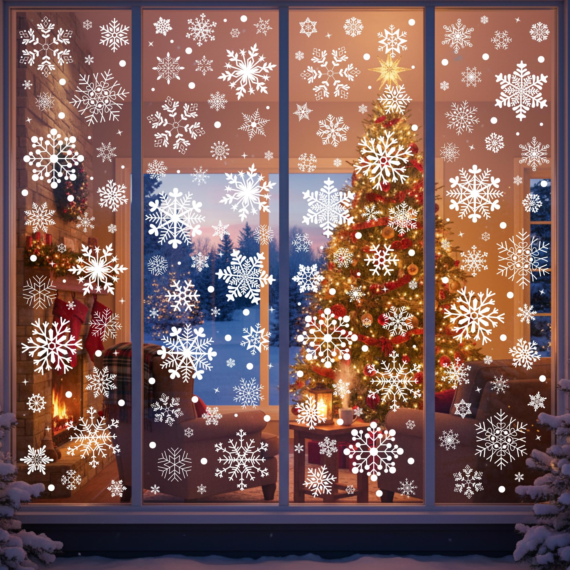 Snowflake Window Clings Stickers | 456Pcs Snowflake Clings Window Decal Christmas Decorations Christmas Stickers Winter Xmas Decorations Indoor Outdoor Glass Accesories Decor Supplies