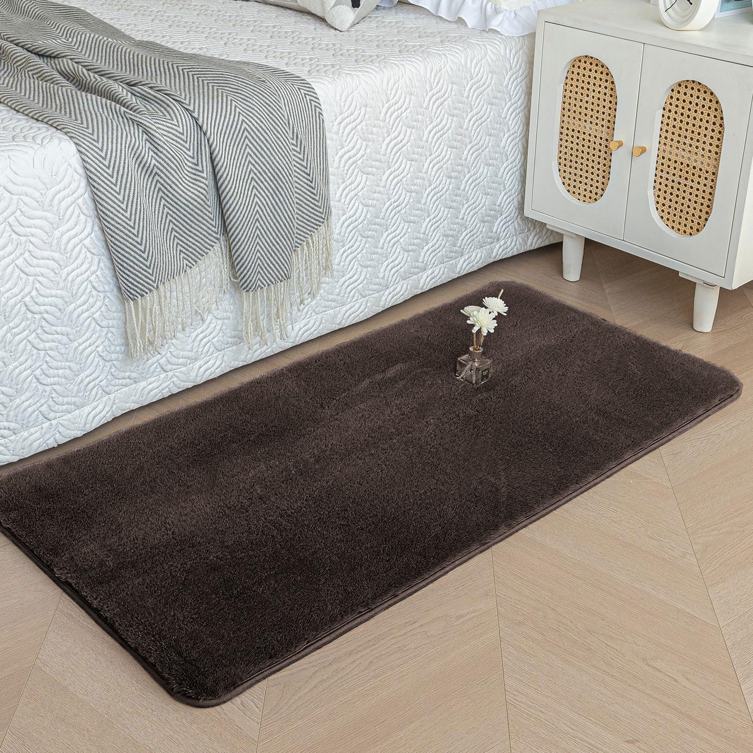 Luxe Home Rabbit Fur Runner - Soft Grey 2x5 Feet -17 Luxe Home Rabbit Fur Runner - Soft Grey 2x5 Feet -17