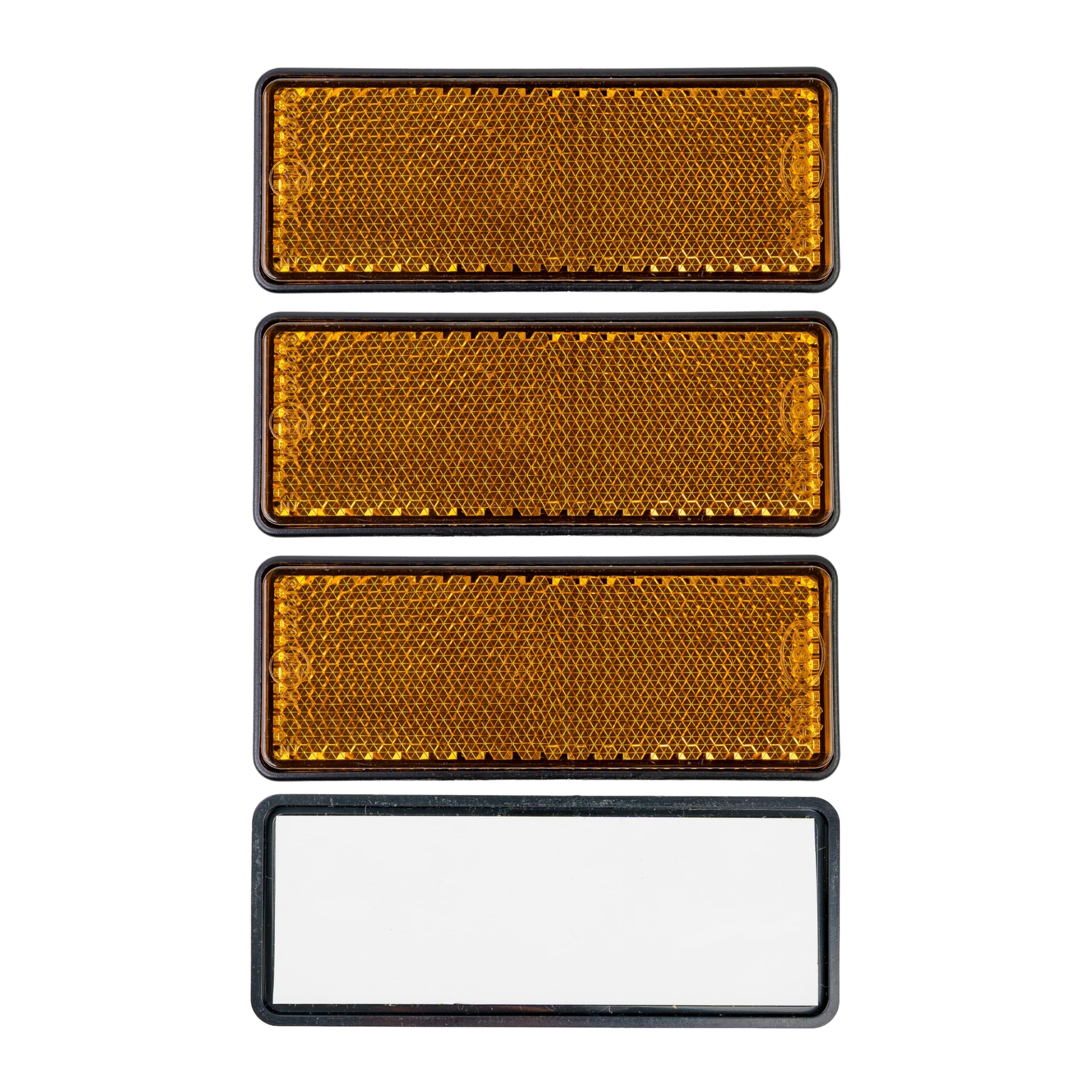 Catarifrangenti rettangolari da applicare, confezione da 4, arancione, dimensioni 88 x 35 x 9 mm, marchio E, catarifrangenti rettangolari per rimorchi, camper, occhio di gatto a sinistra a destra