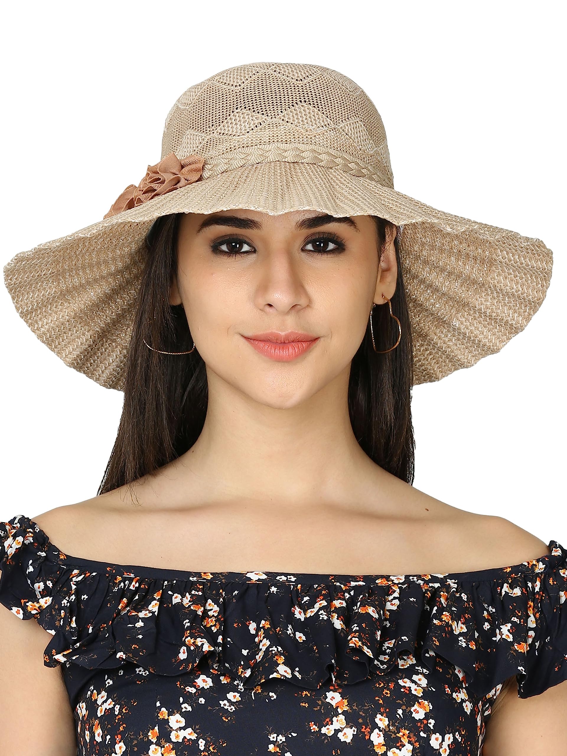 FabSeasonsLong Brim Beach and Sun Hat/caps for Women & Girls