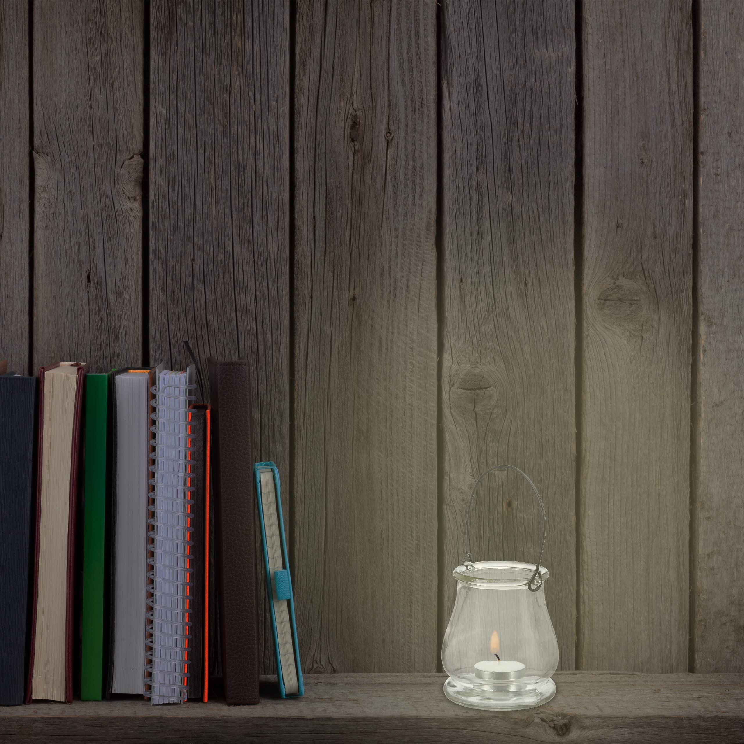 Photophore en Verre, Lot de 24, Petit Vase Rond avec Anse, déco de Table intérieure et extérieure, Transparent