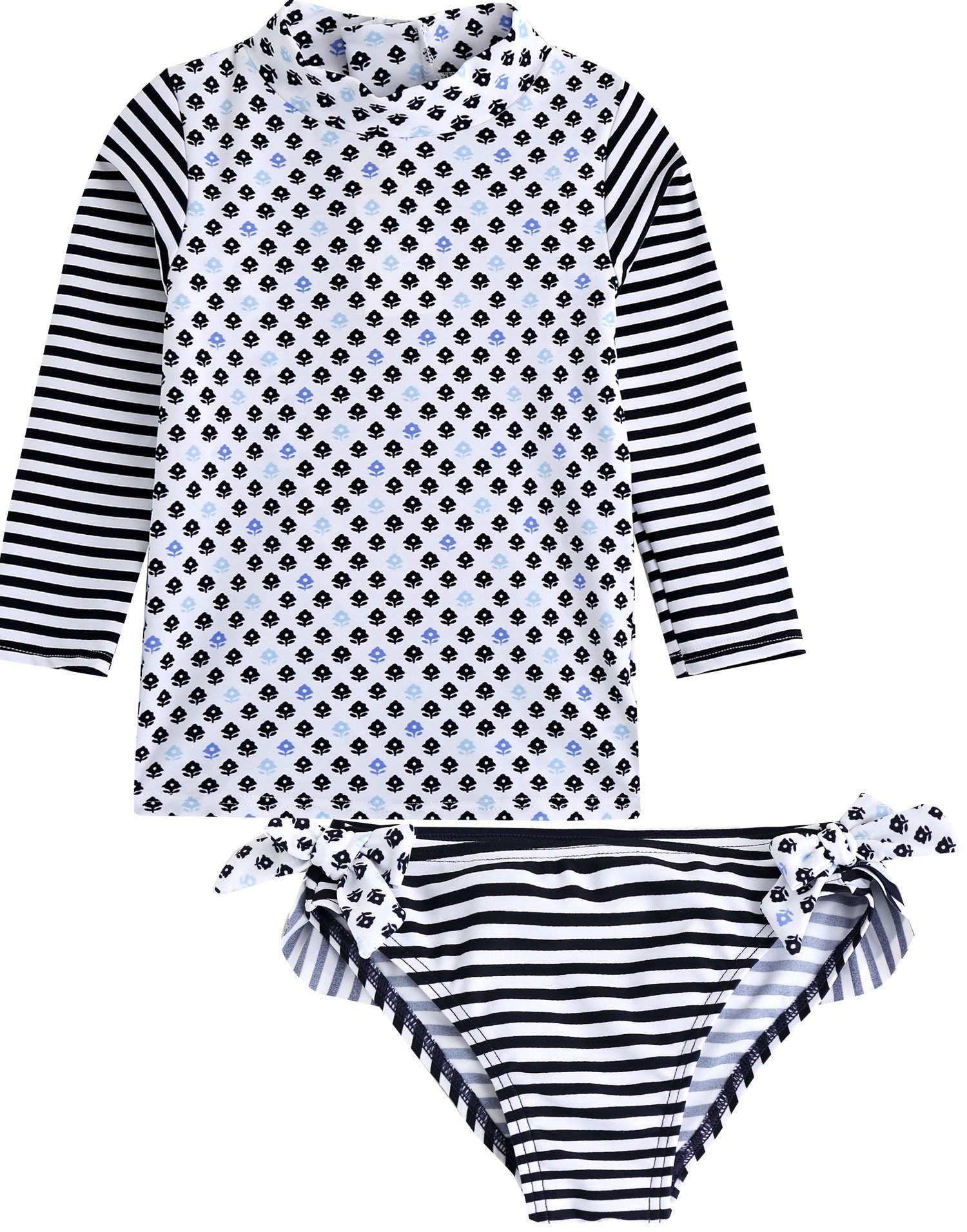VAENAIT BABY Girls Rash Guard Swimsuit UPF 50+ Long Sleeve Toddler Bathing Suit Ribbon Stawberry Floral Fruit for 2~8Years