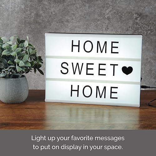 Miniatura 3 de Melannco Letrero LED intercambiable con almacenamiento de cartas, 105 letras y símbolos, uso con USB (incluido) o baterías (no incluidas)