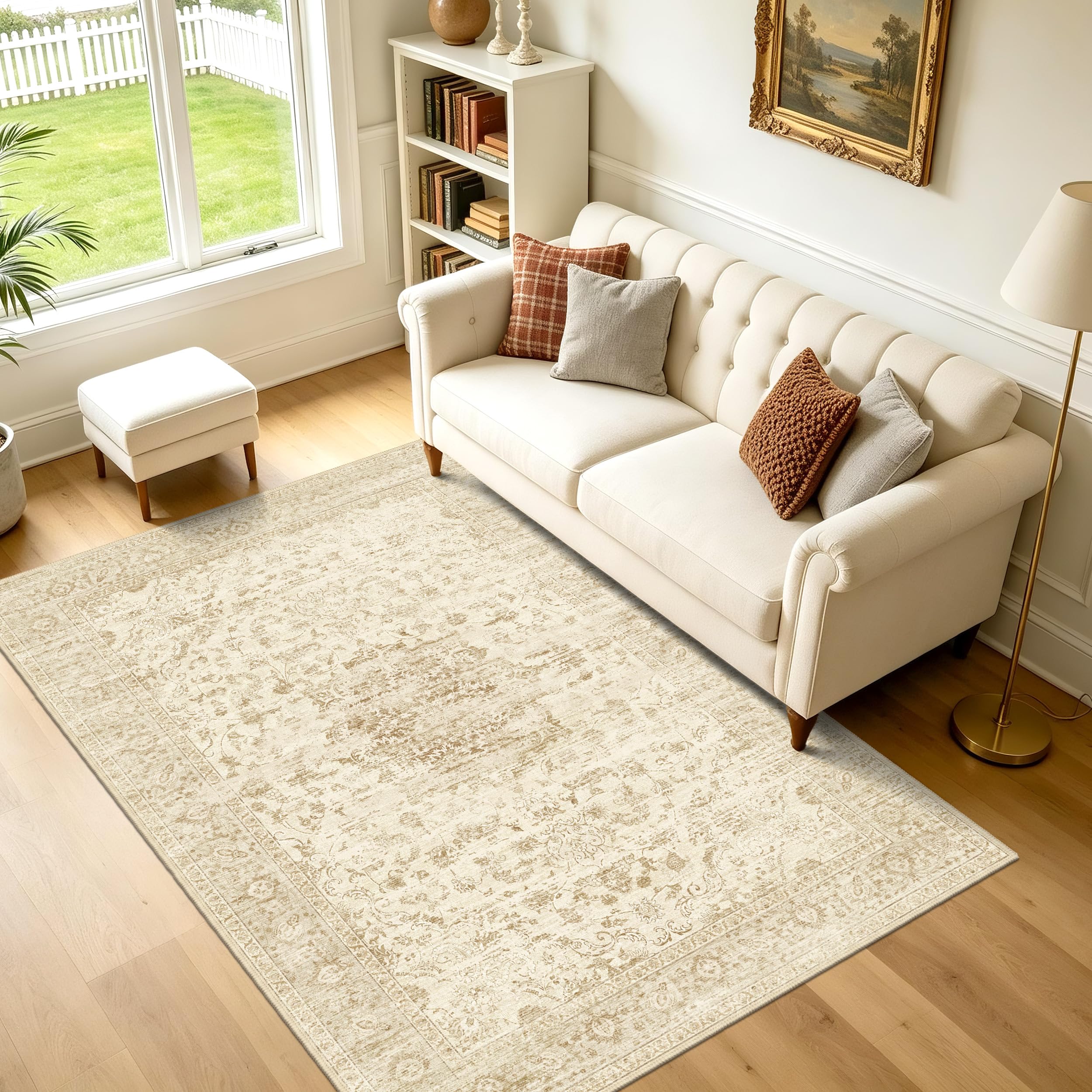 TTelephant Neutral 4x6 Beige Rug
