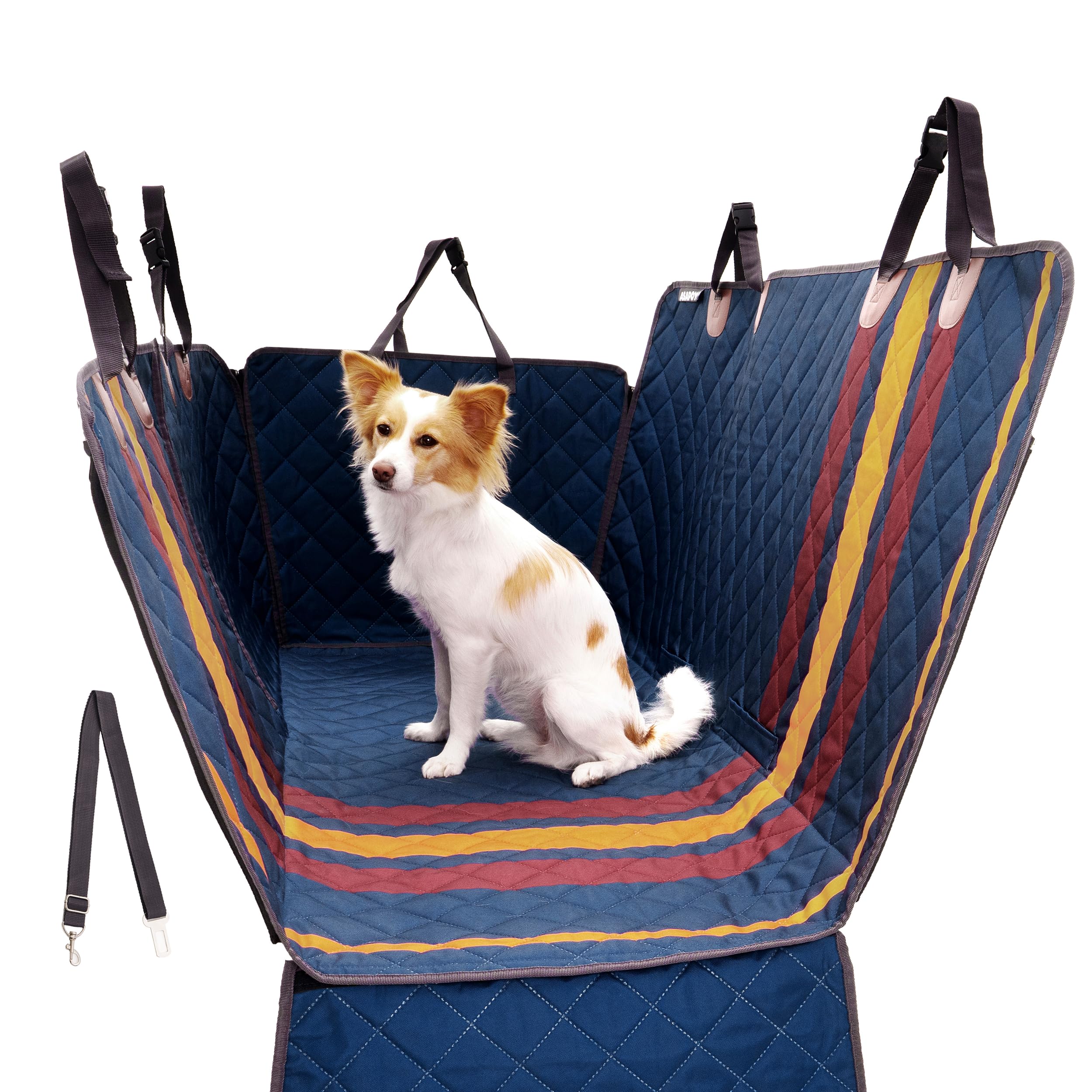 ASAPOYA Dog Seat Cover for Cars Trucks SUVs, Waterproof Back Seat Pet Cover for Dogs Muddy Paws, Nonslip Hammock Pet Seat Cover with Door Protection, Heavy-Duty & Machine Washable (Prussian Blue)
