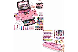 Kids Makeup Kit- Pretend Play Cosmetic Toy Set & Friendship Bracelet Making Kit, dpai