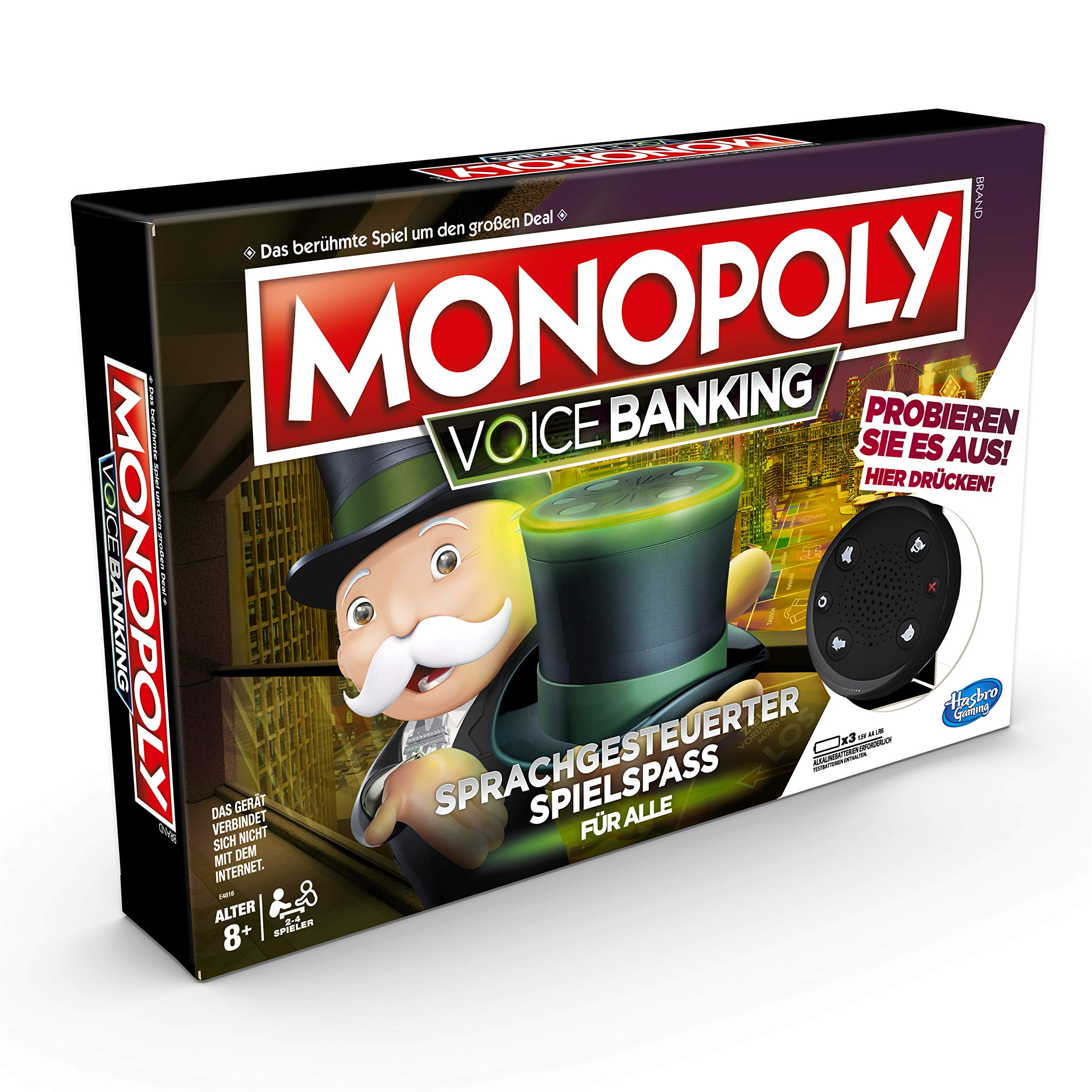 Hasbro Gaming E4816GC2 Monopoly Voice Banking, sprachgesteuerter Familienspiel ab 8 Jahren, Multicolor