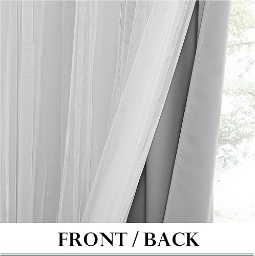 Miniatura 7 de PONY DANCE Cortinas de 84 pulgadas de largo  Cortinas opacas traslúcidas blancas elegantes con bolsillo para cortinero para sala de estarpuerta