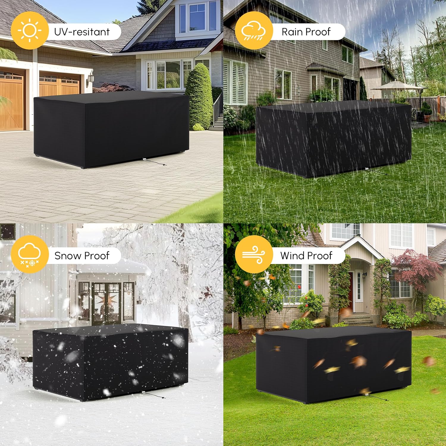 Homary Outdoor Fire Pit Cover, Waterproof 600D Tough Canvas Cover for Patio Fire Table, Wind & UV Resistant with Drawstrings