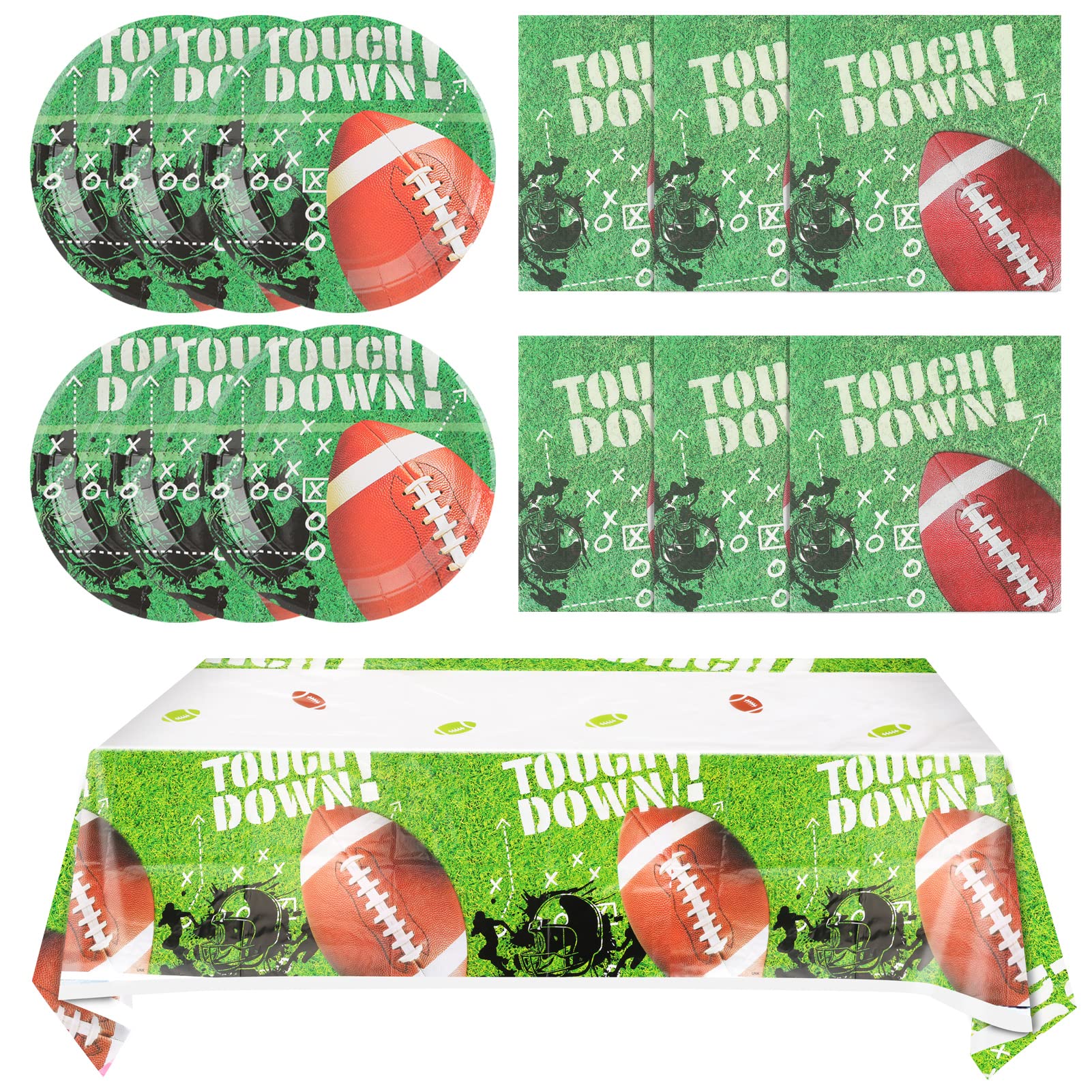 SNIMICSFootball Theme Decorations Football Plates Football Napkins and Football Tablecloth Football Sports Birthday Party Tailgate Party Decorations for Kids (1- Football)